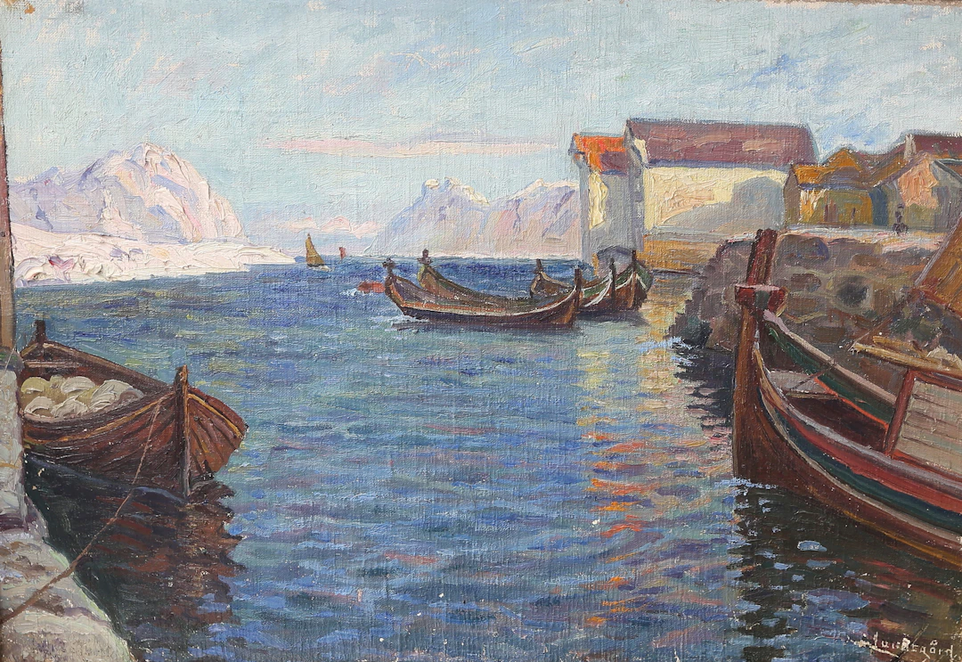 JUSTUS LUNDEGÅRD. olja på duk, ristad signatur, Lofoten.