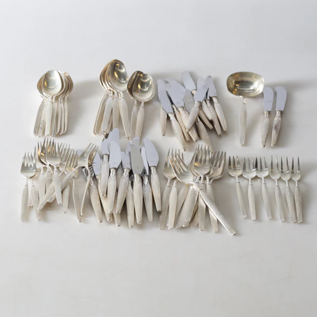 HENNING SEIDELIN. Bestickservis, 75 delar, nysilver, "Savoy", Frigast, Danmark.
