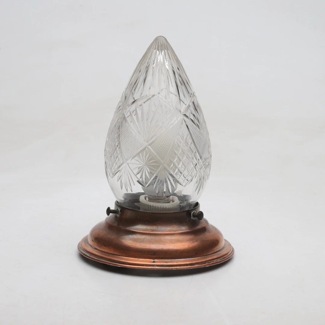 TAKLAMPA, glas och koppar, jugend, 1900-talets början.