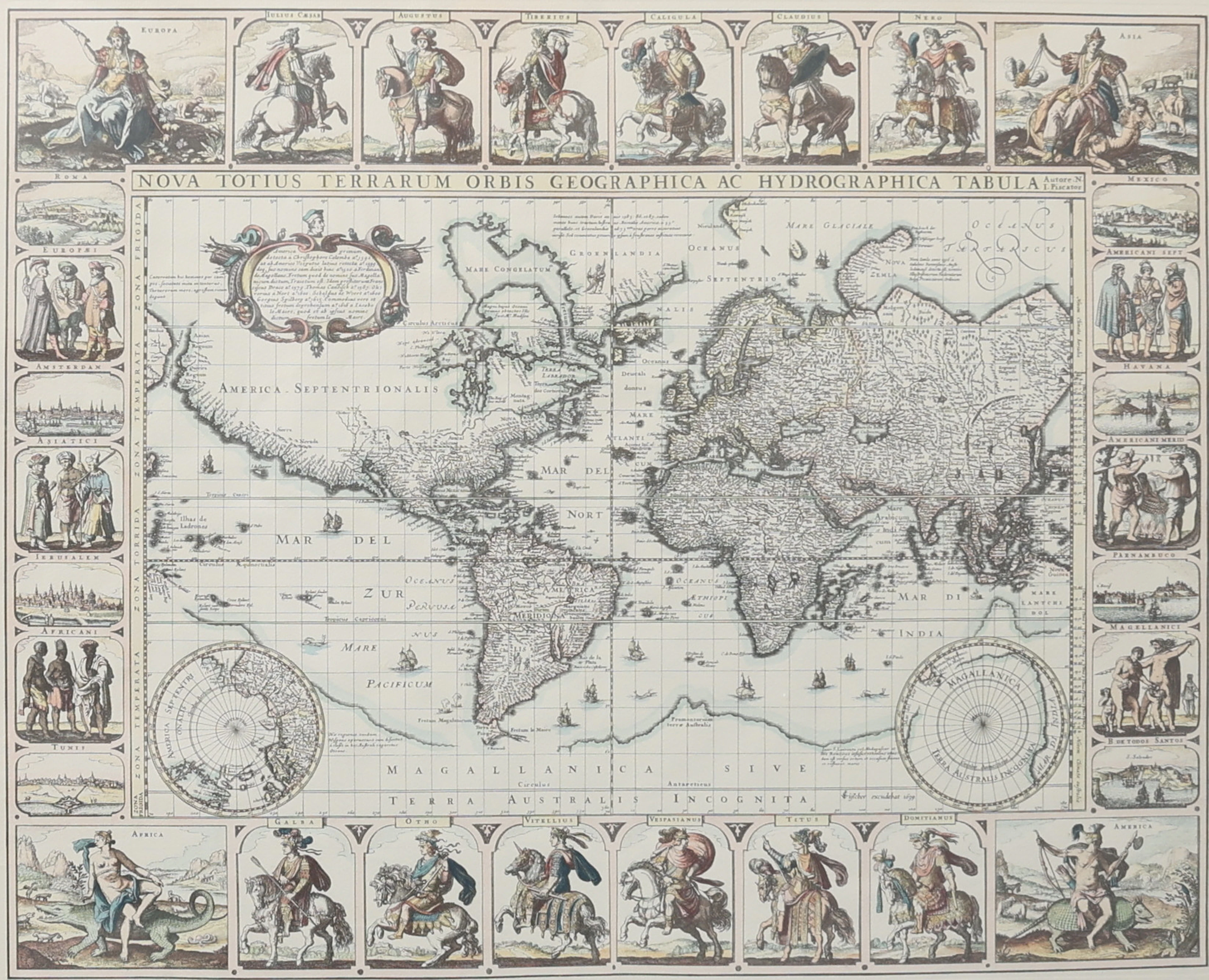. I. PISCATOR. EFTER. karta, "Nova Totius Terrarum...", 1900-/2000-tal.