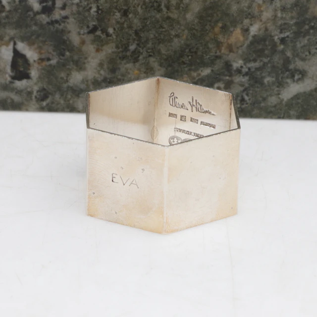 WIWEN NILSSON. Servettring, silver, hexagonal, Lund, 1963.