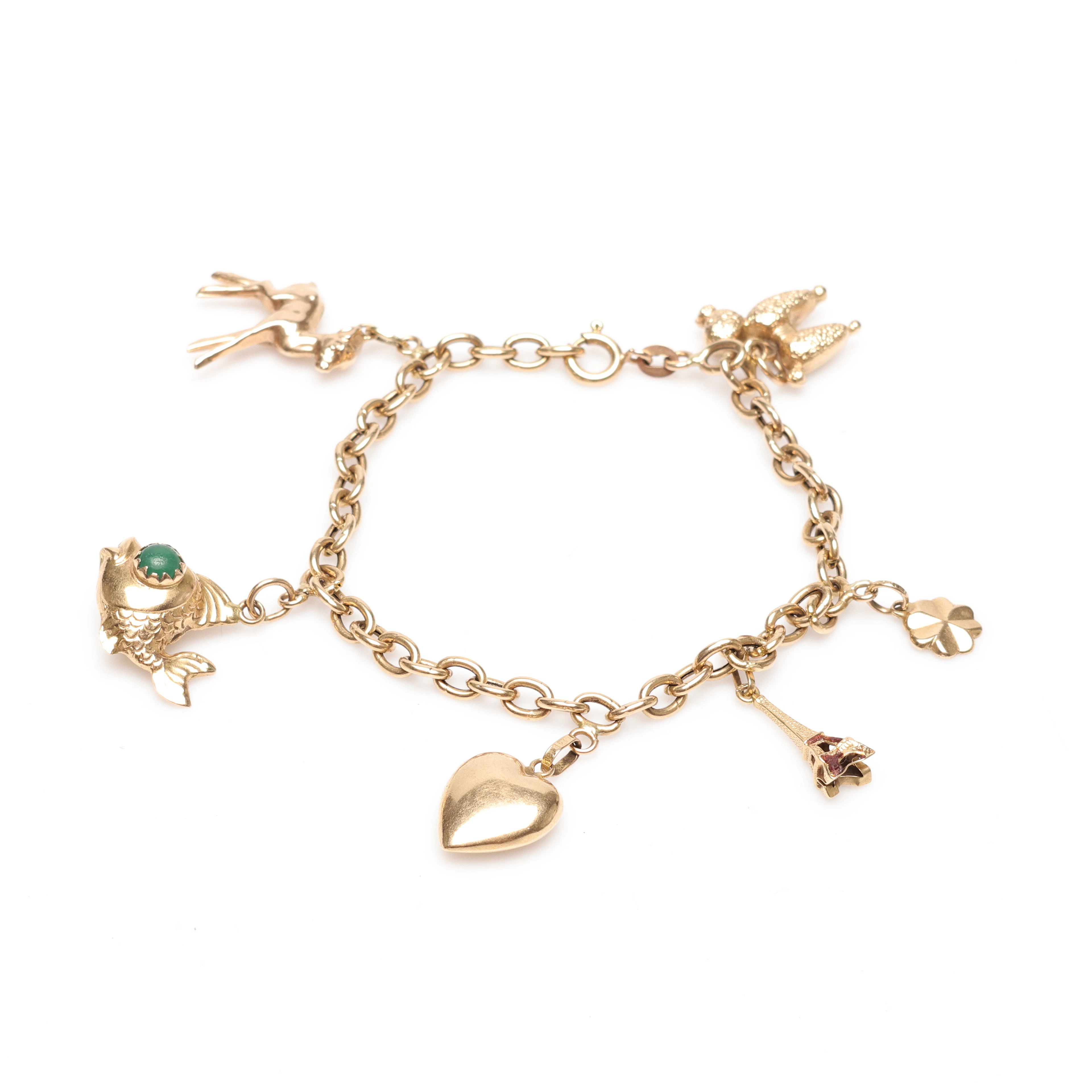 ARMBAND, Ankarlänk, med BERLOCKER, 18K, Guld, vikt cirka 12,6 gram.