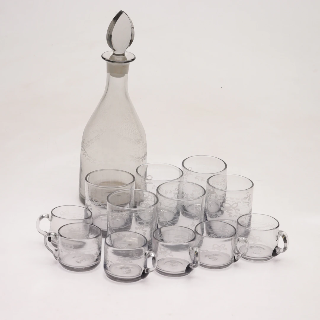 GLASSERVISDELAR, 13 st, "Antik", Reijmyre, 1900-tal.