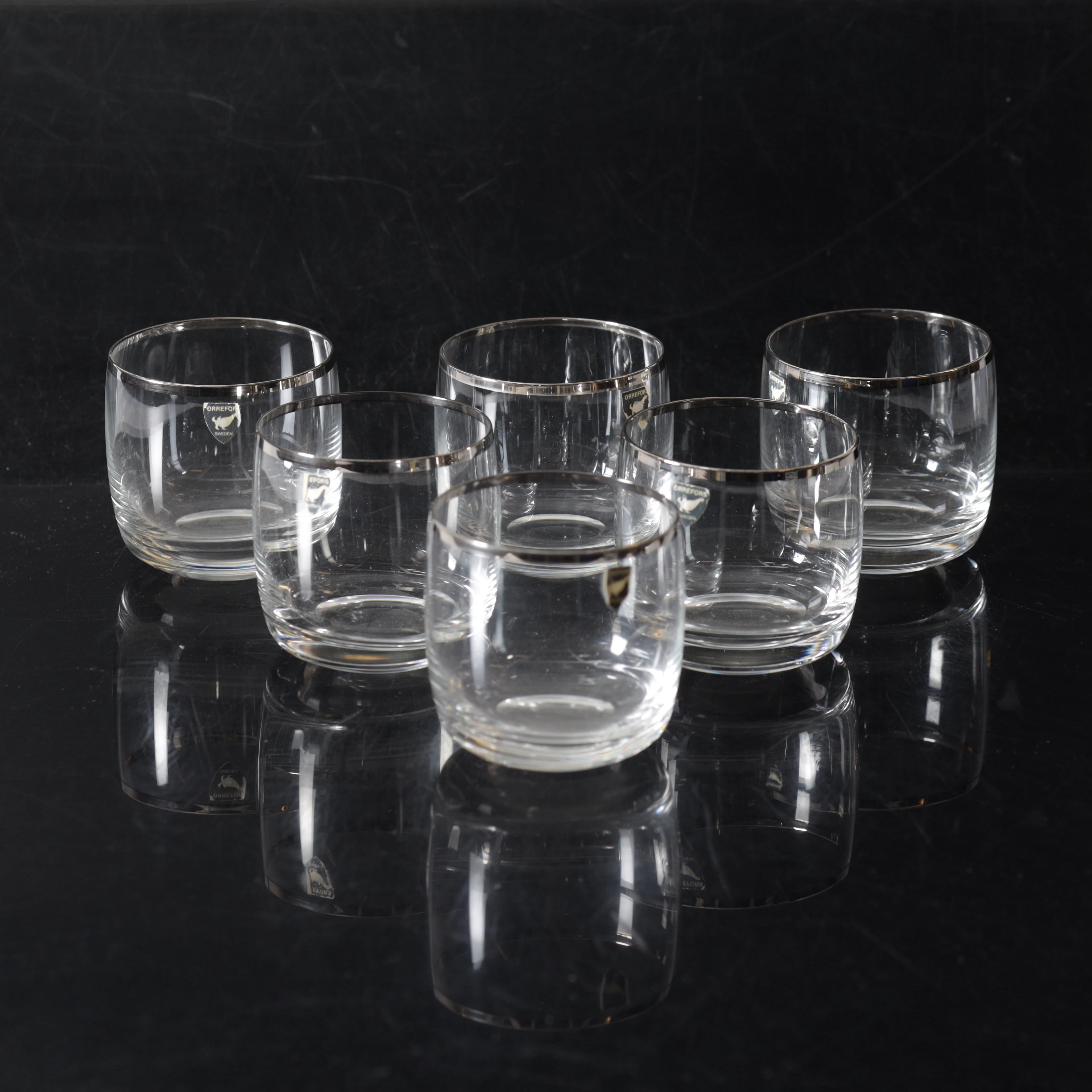 WHISKEYGLAS, 6 st. Orrefors, 1900-tal.