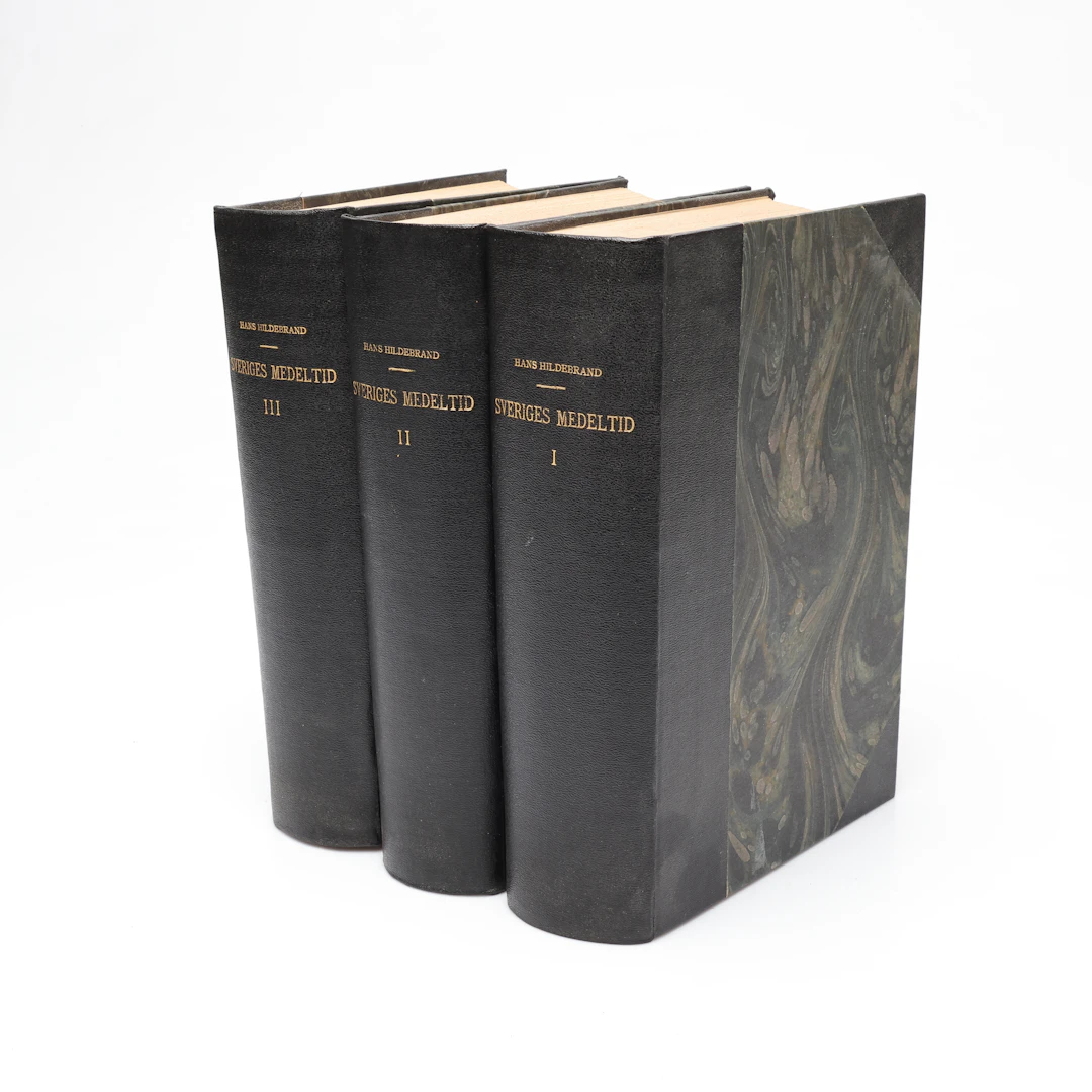 BOKVERK. Sveriges Medeltid I-III, Hans Hildebrand, 3 band, 1879-1908.