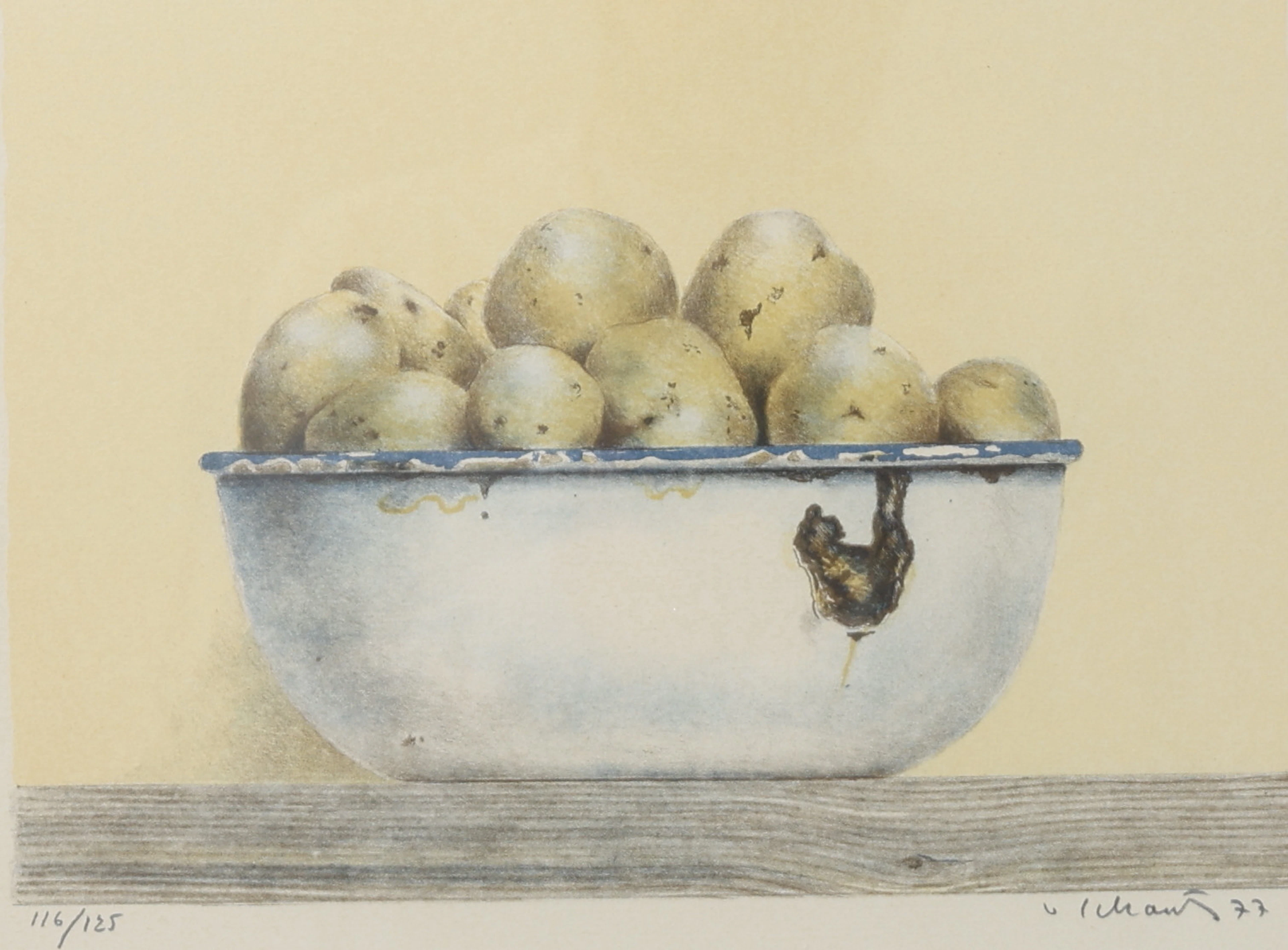 PHILIP VON SCHANTZ. Potatis i skål, litografi, signerad, numrerad