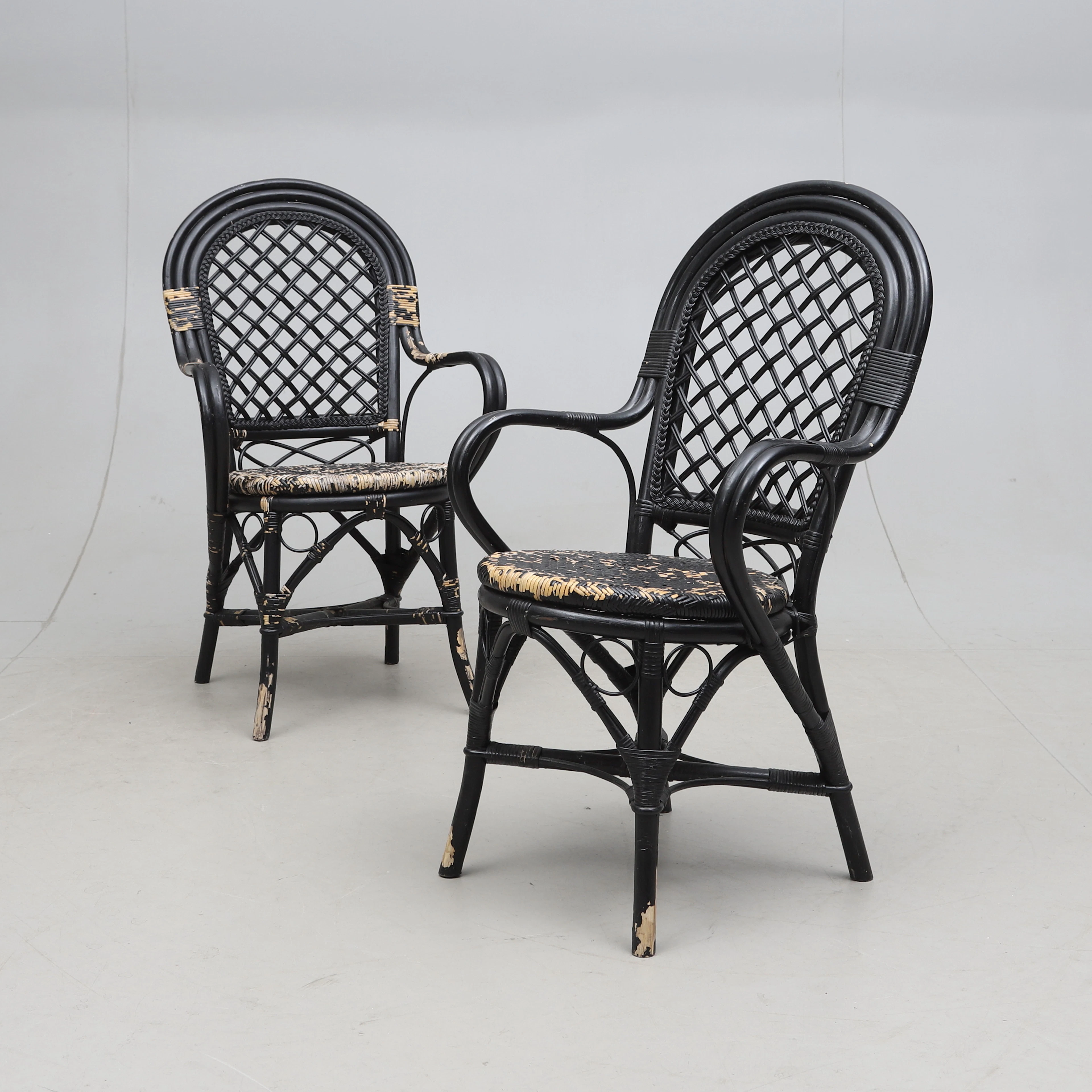 KORGSTOLAR, 2 st, bambu/rotting, 1900-tal.