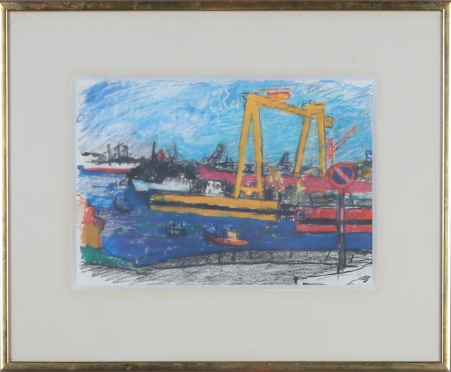 LENNART RODHE. "Göta Älv", pastell, monogramsignerad.