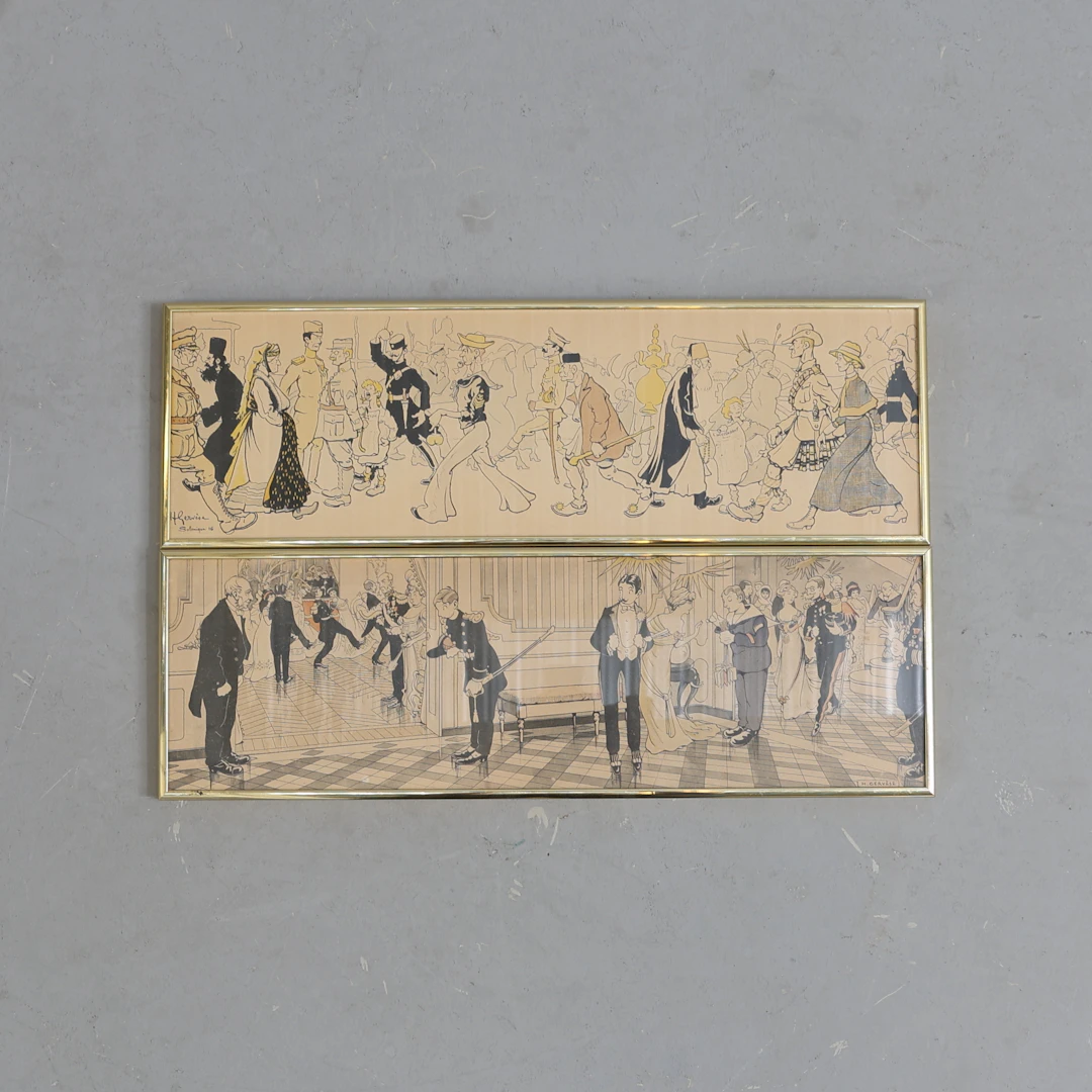 HENRI GERVESE. figurscener, tryck, 2 st, signerade, en daterad -16.