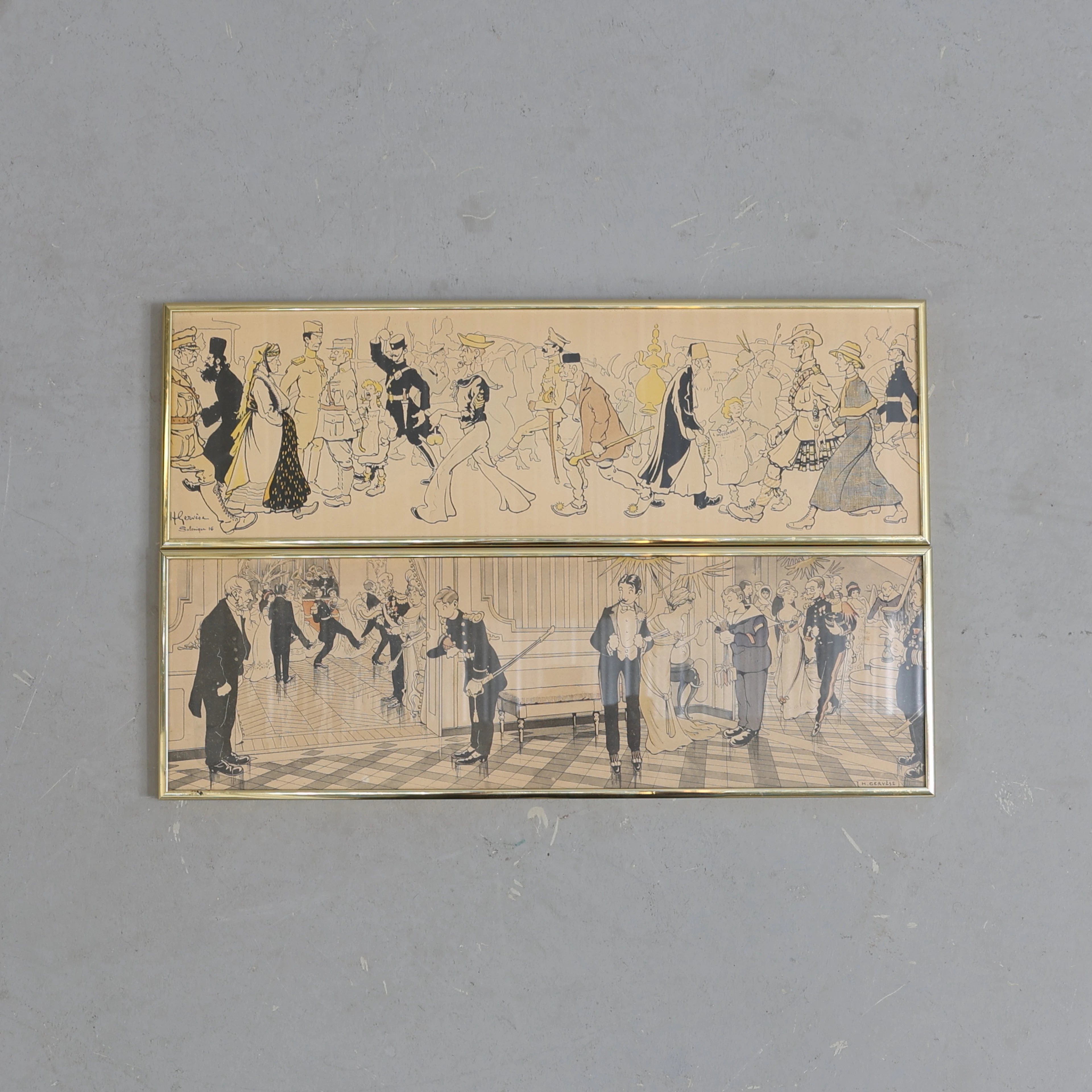 HENRI GERVESE. figurscener, tryck, 2 st, signerade, en daterad -16.