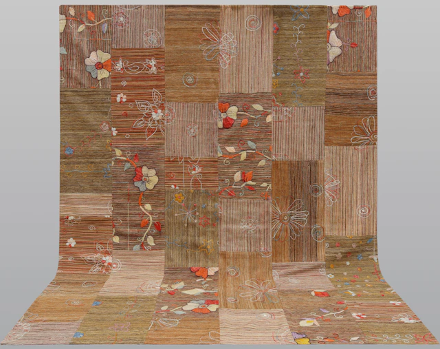 ORIENTMATTA. Kelim Patchwork med handbroderad dekor, 308 x 232 cm.