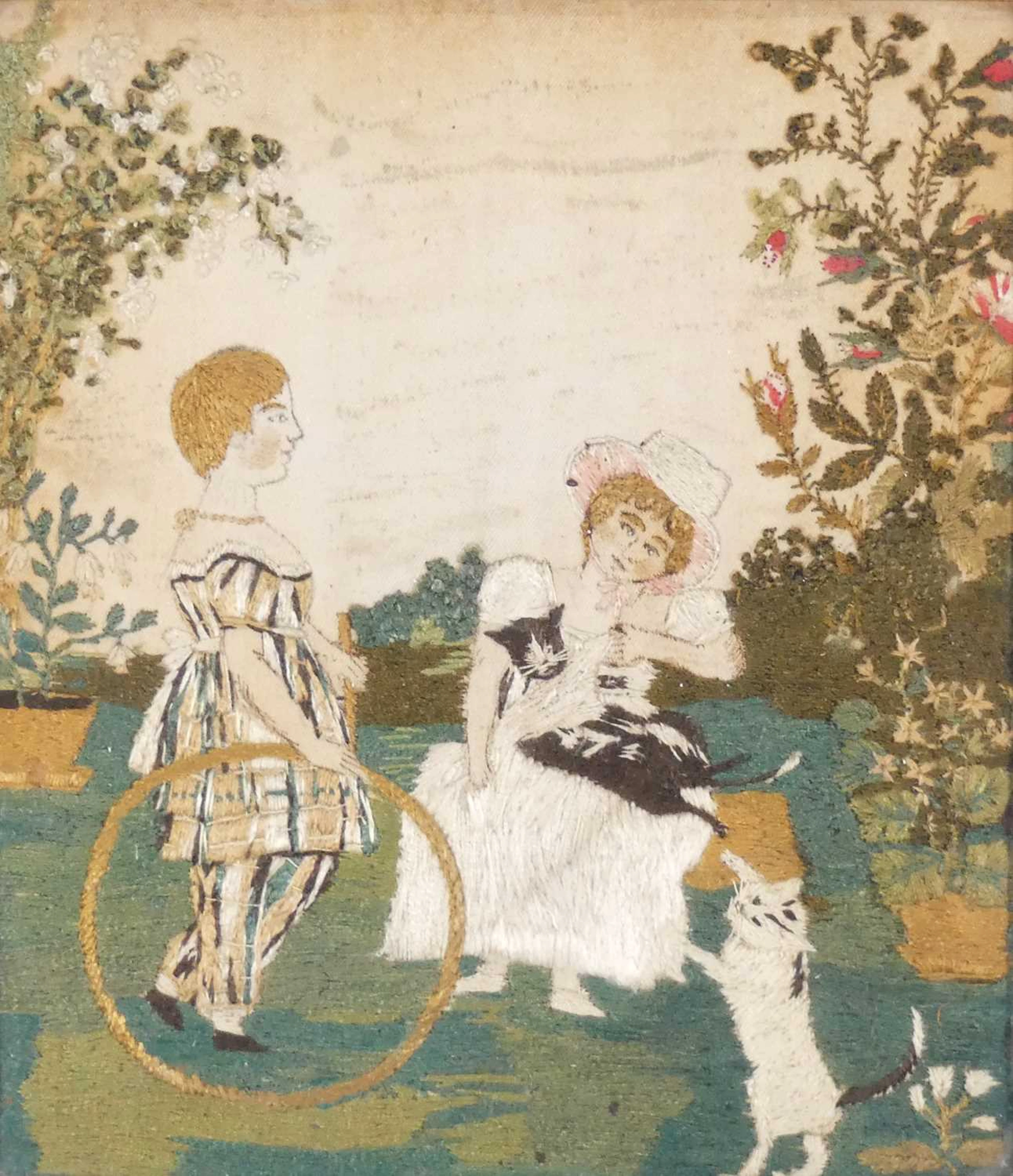Lot 527 - A early 19th century silkwork panel