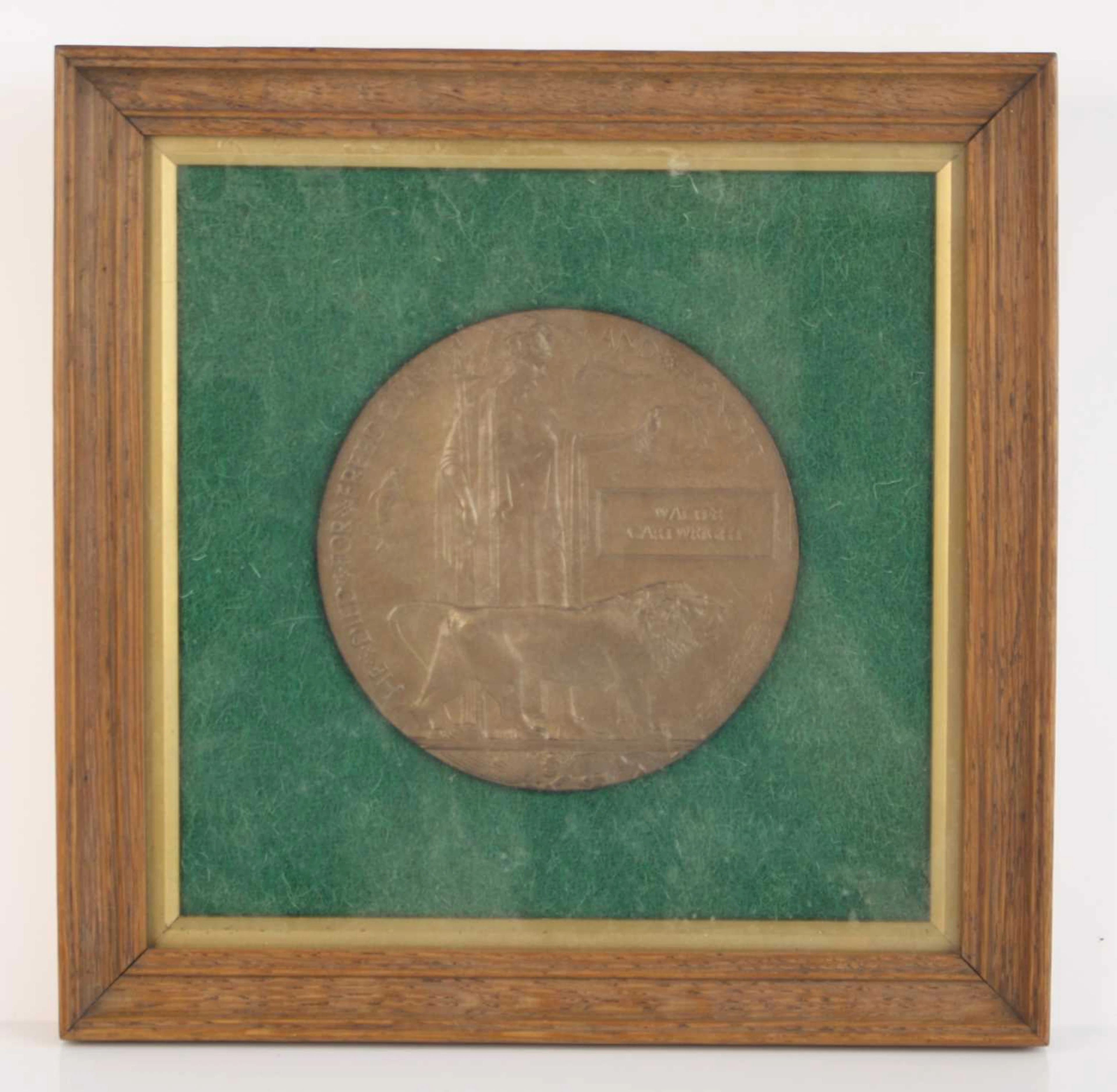 Lot 1088 - A WW I bronze memorial plaque, naming