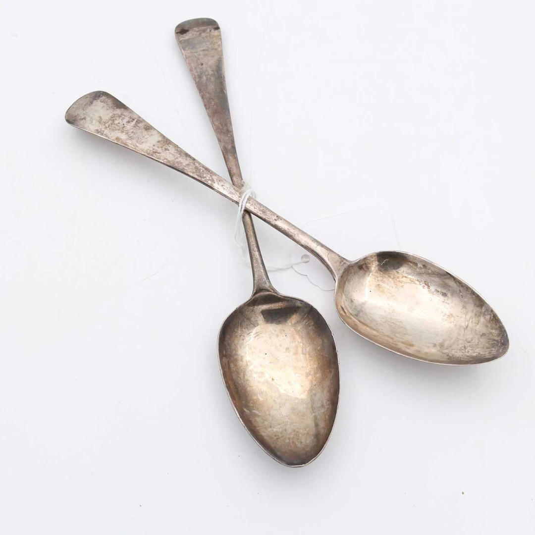 Lot 358 - Two Georgian silver tablespoons in the Old
