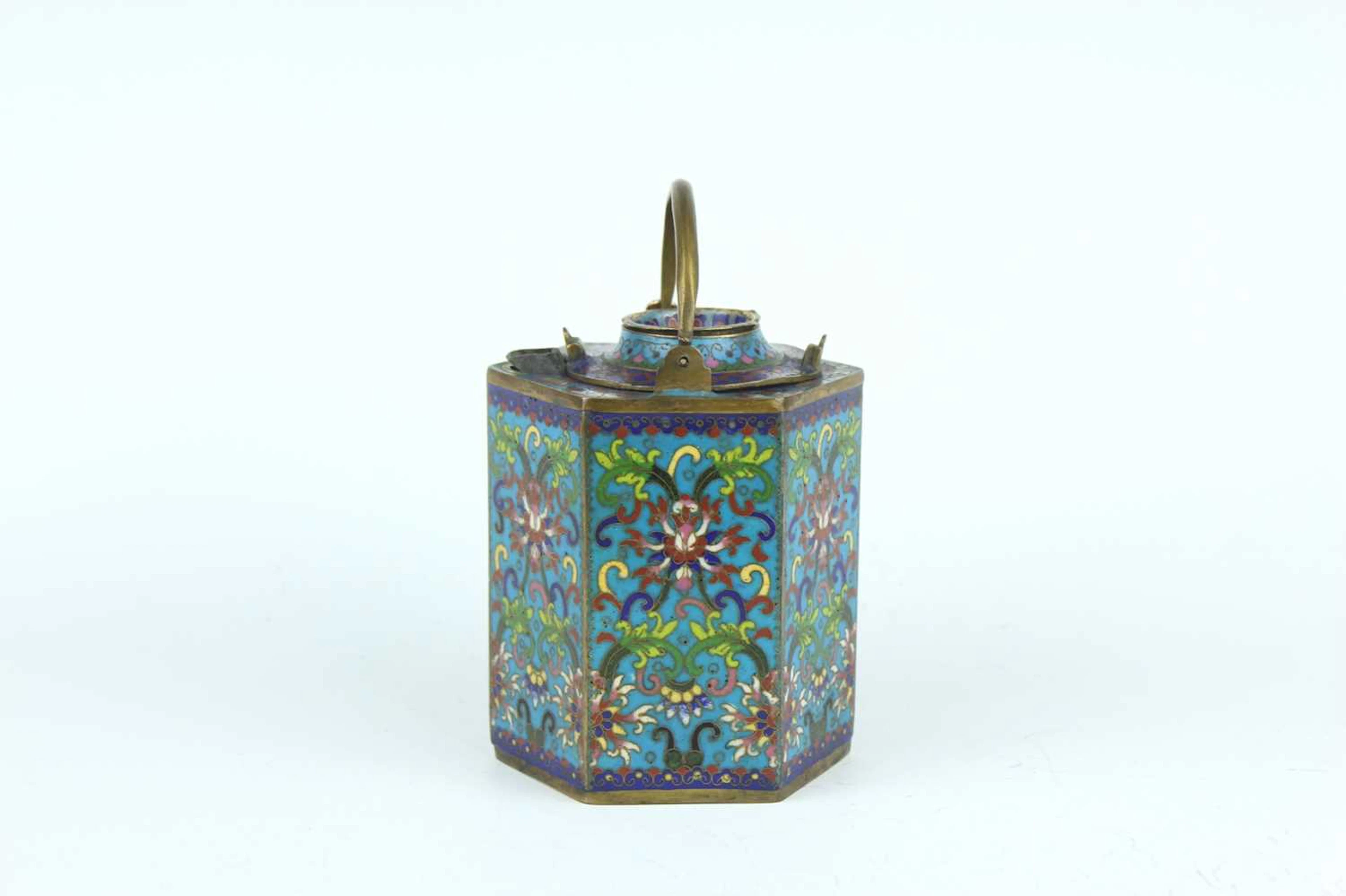 Lot 25 - A Chinese hexagonal cloisonné enamel nested