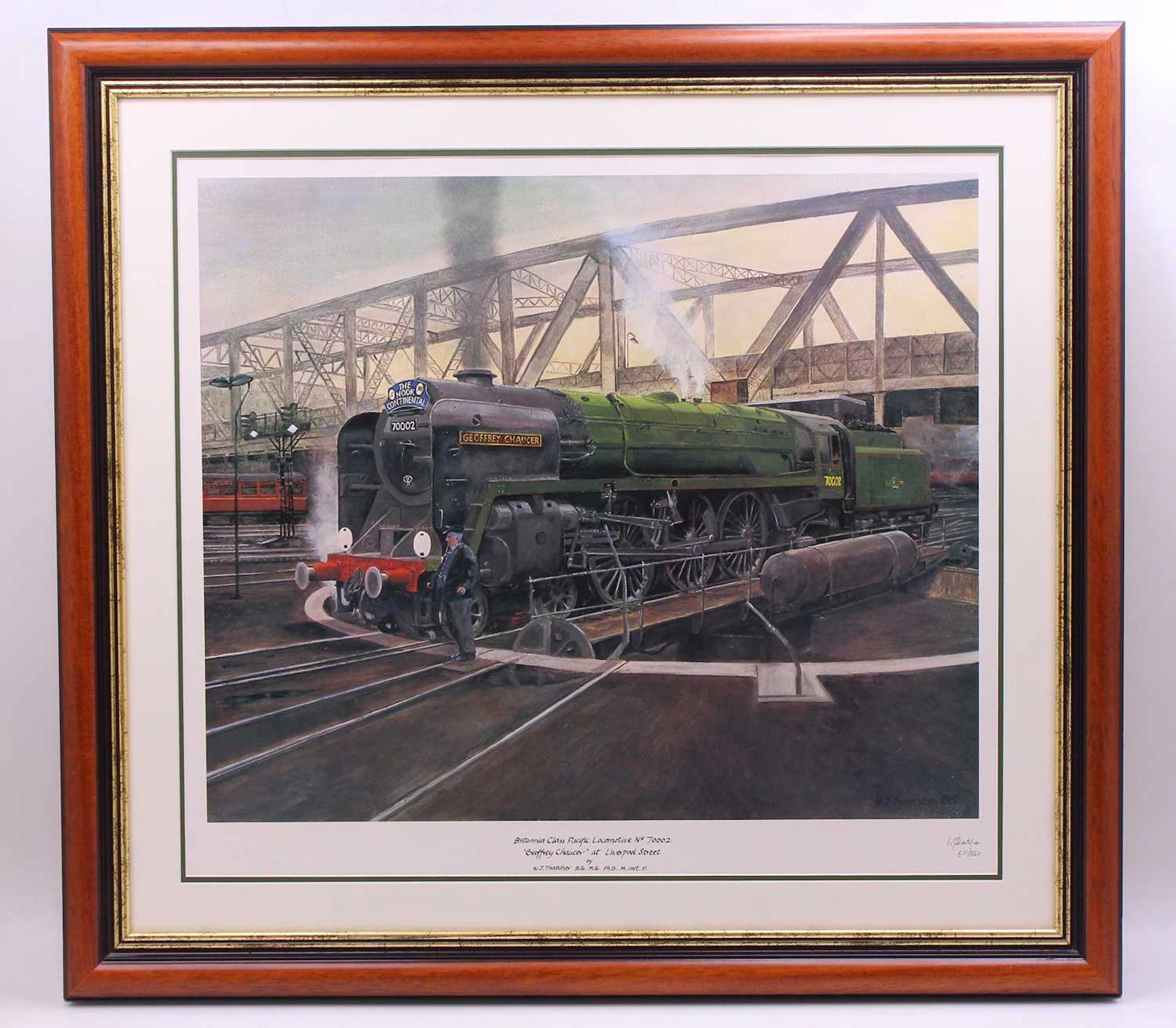 Lot 48 - Large signed railway print depicting a