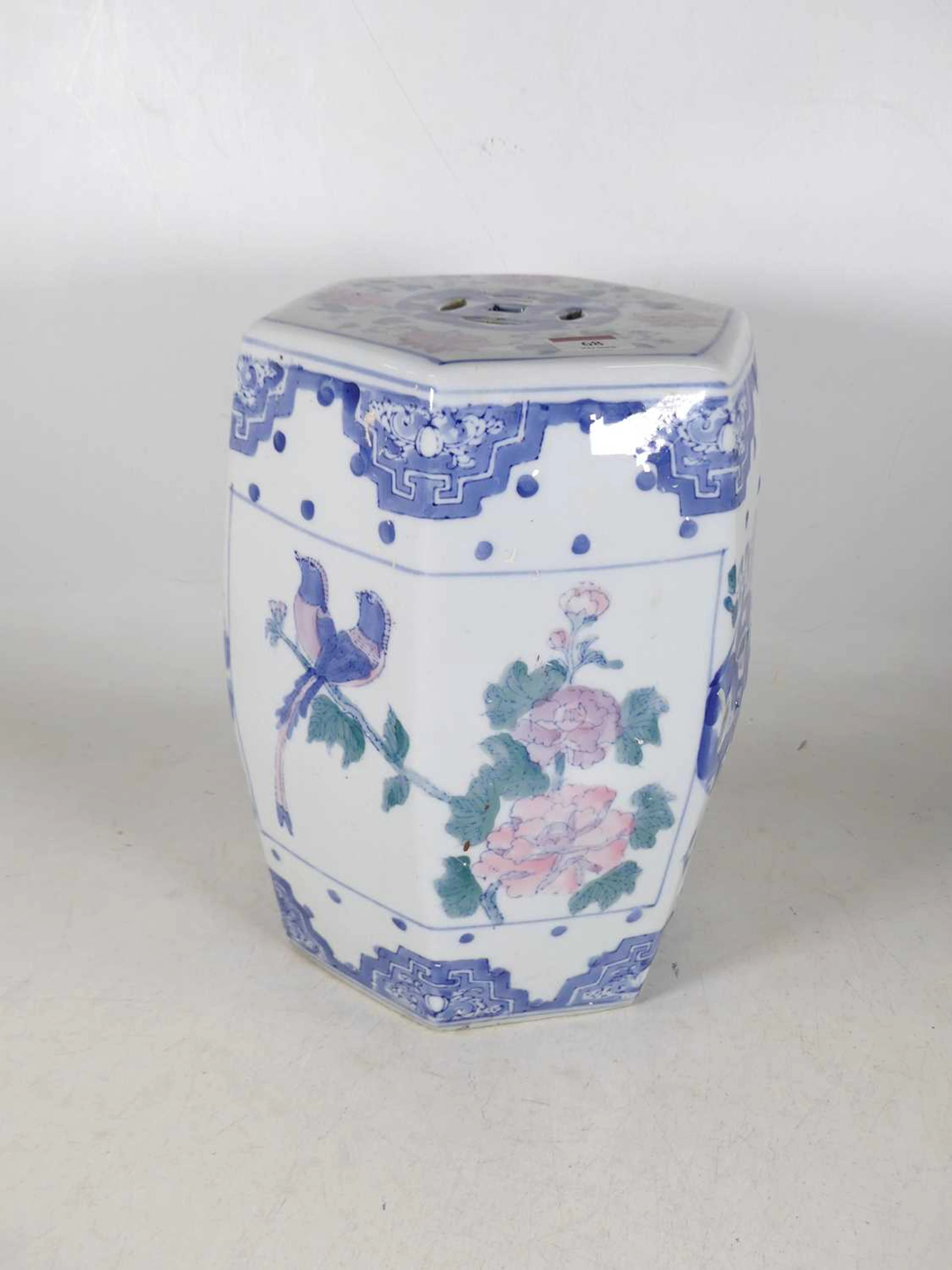 Lot 68 - A Chinese porcelain garden seat, of hexagonal