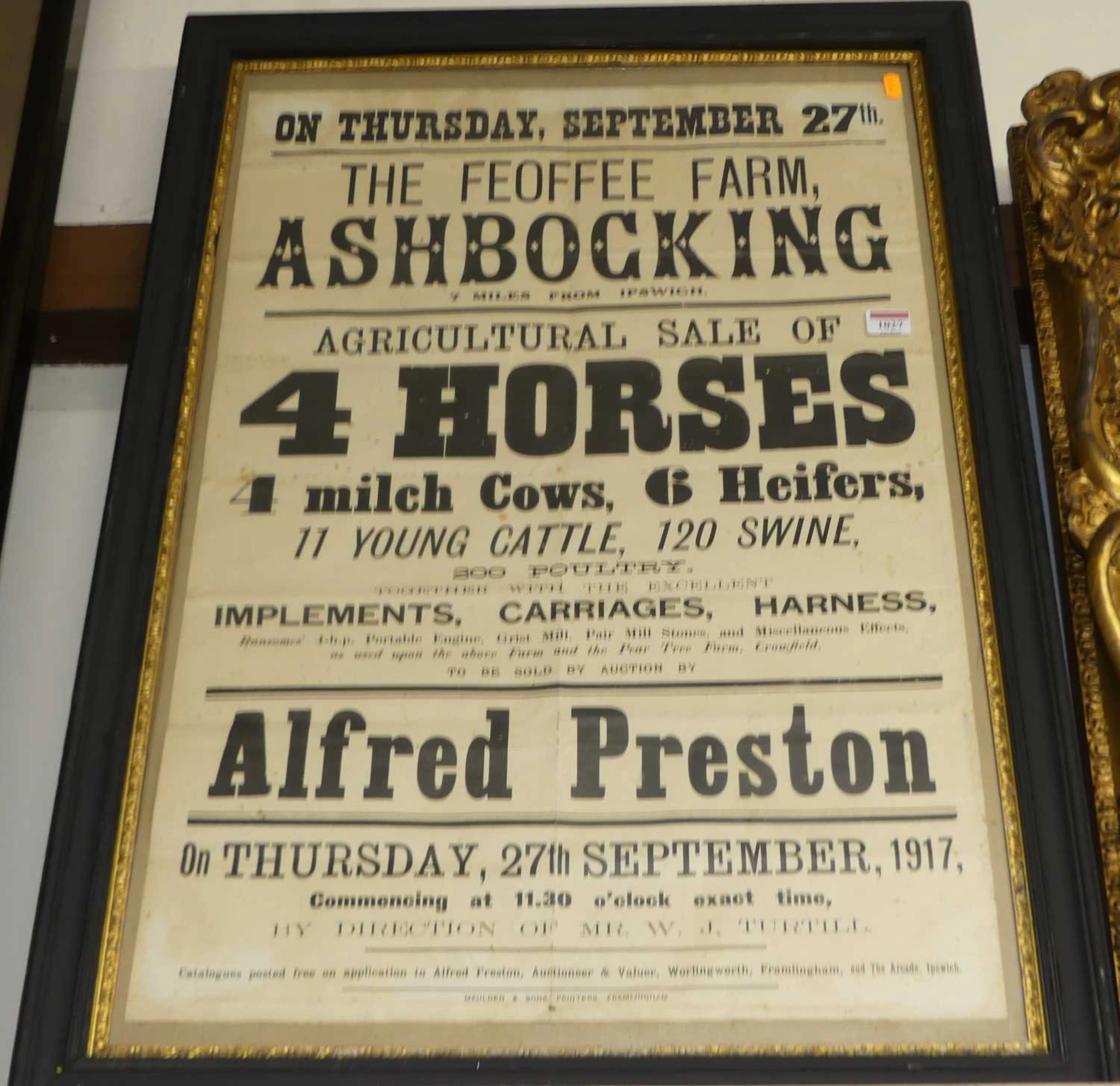 Lot 1027 - A fly poster advertising an agricultural
