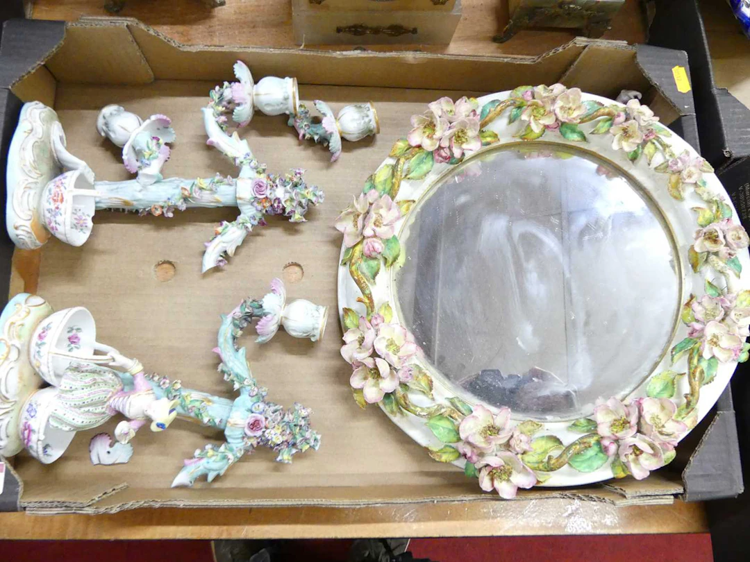 Lot 146 - A German floral encrusted porcelain wall