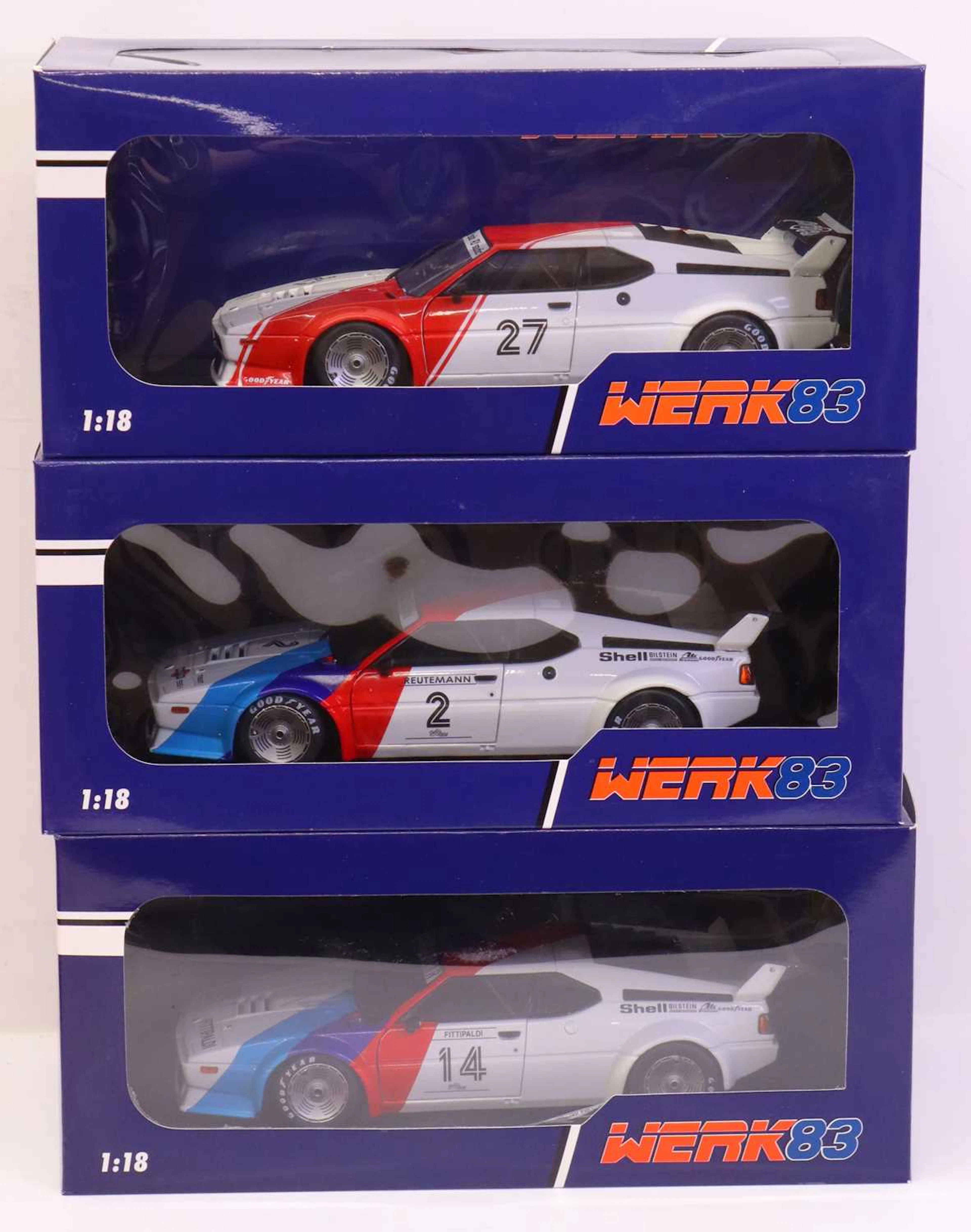 Lot 178 - Werk83 1/18 scale group of 3 BMW M1 Procars
