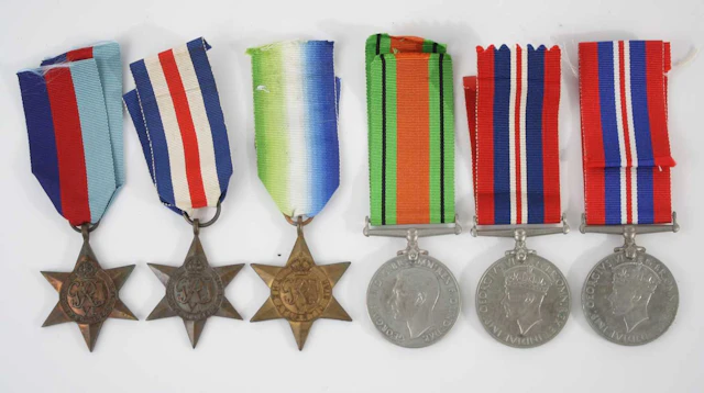 Lot 1287 - A collection of six WW II medals to include