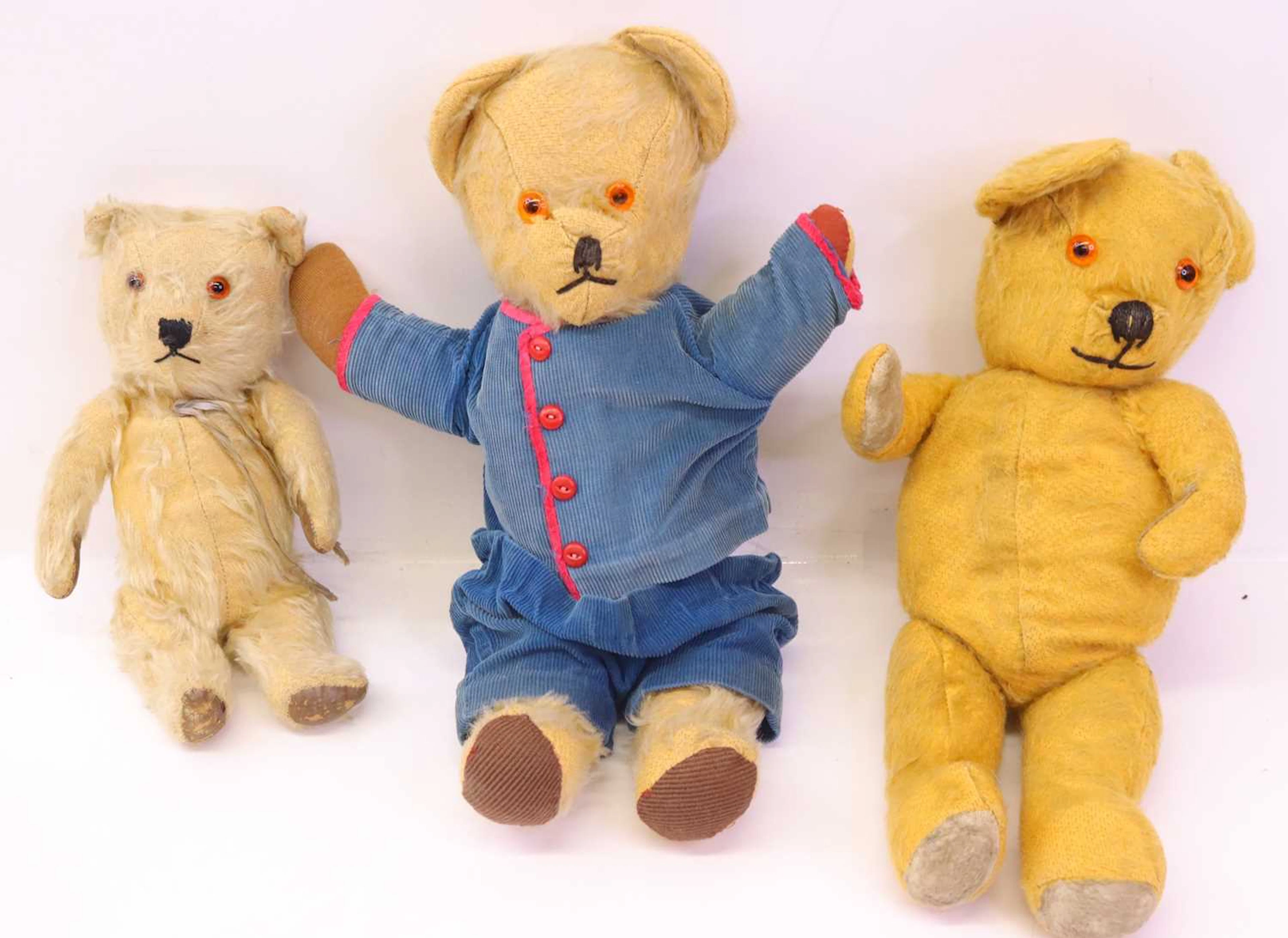 Lot 456 - Three various Teddy bears, to include one by