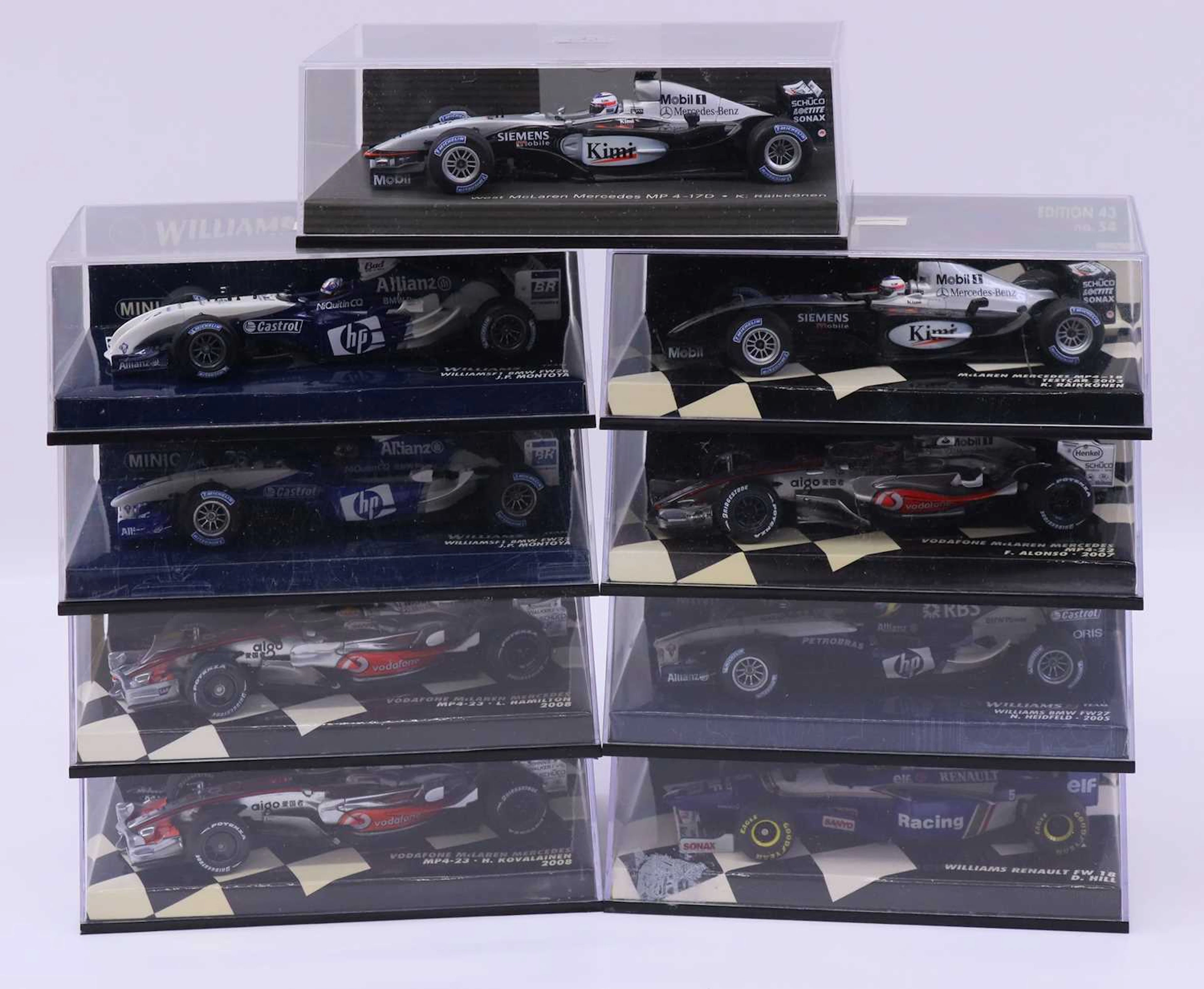 Lot 1885 - Minichamps 1:43 scale group of nine Formula