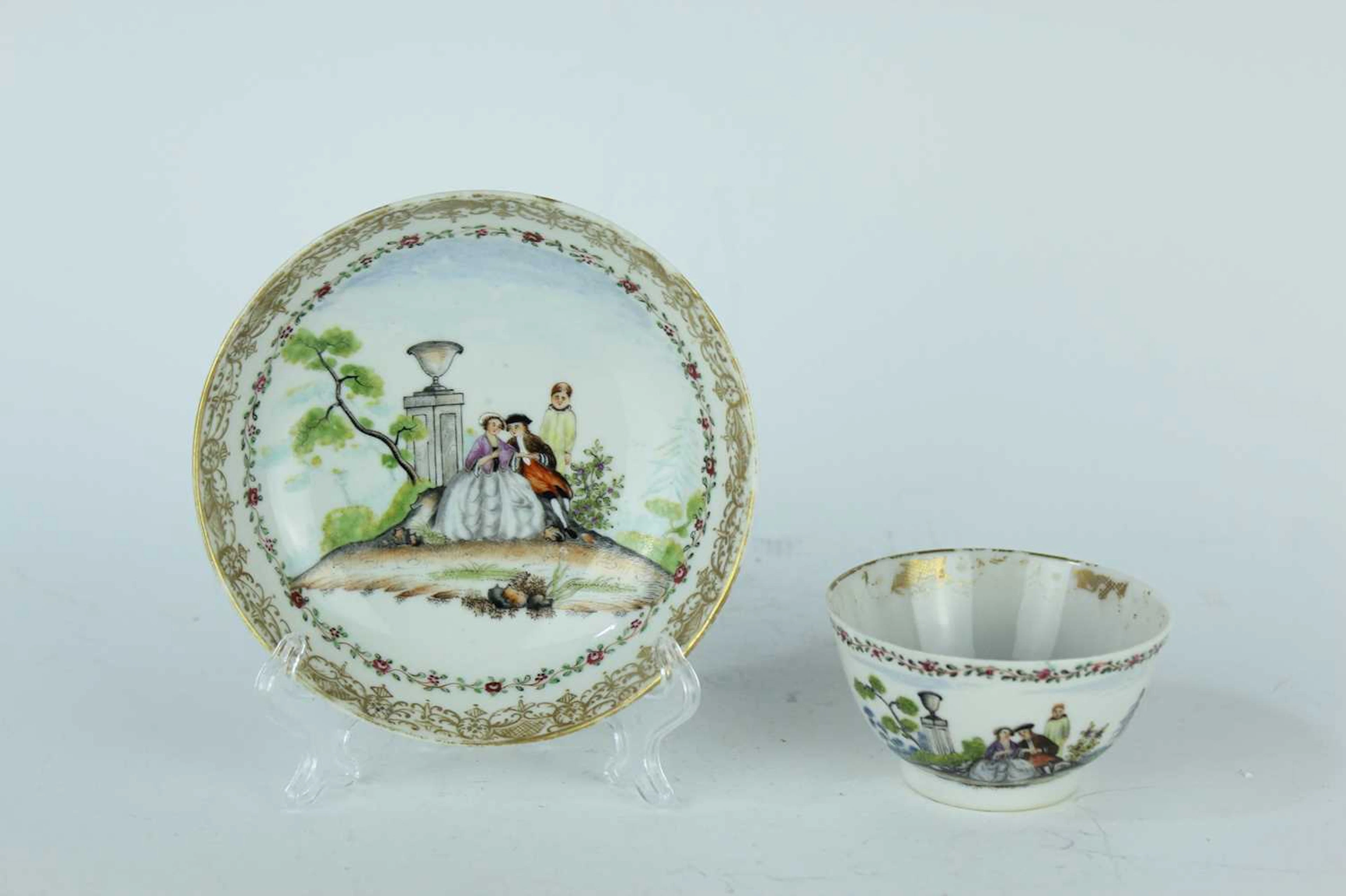 Lot 115 - A Chinese export famille rose cup and saucer