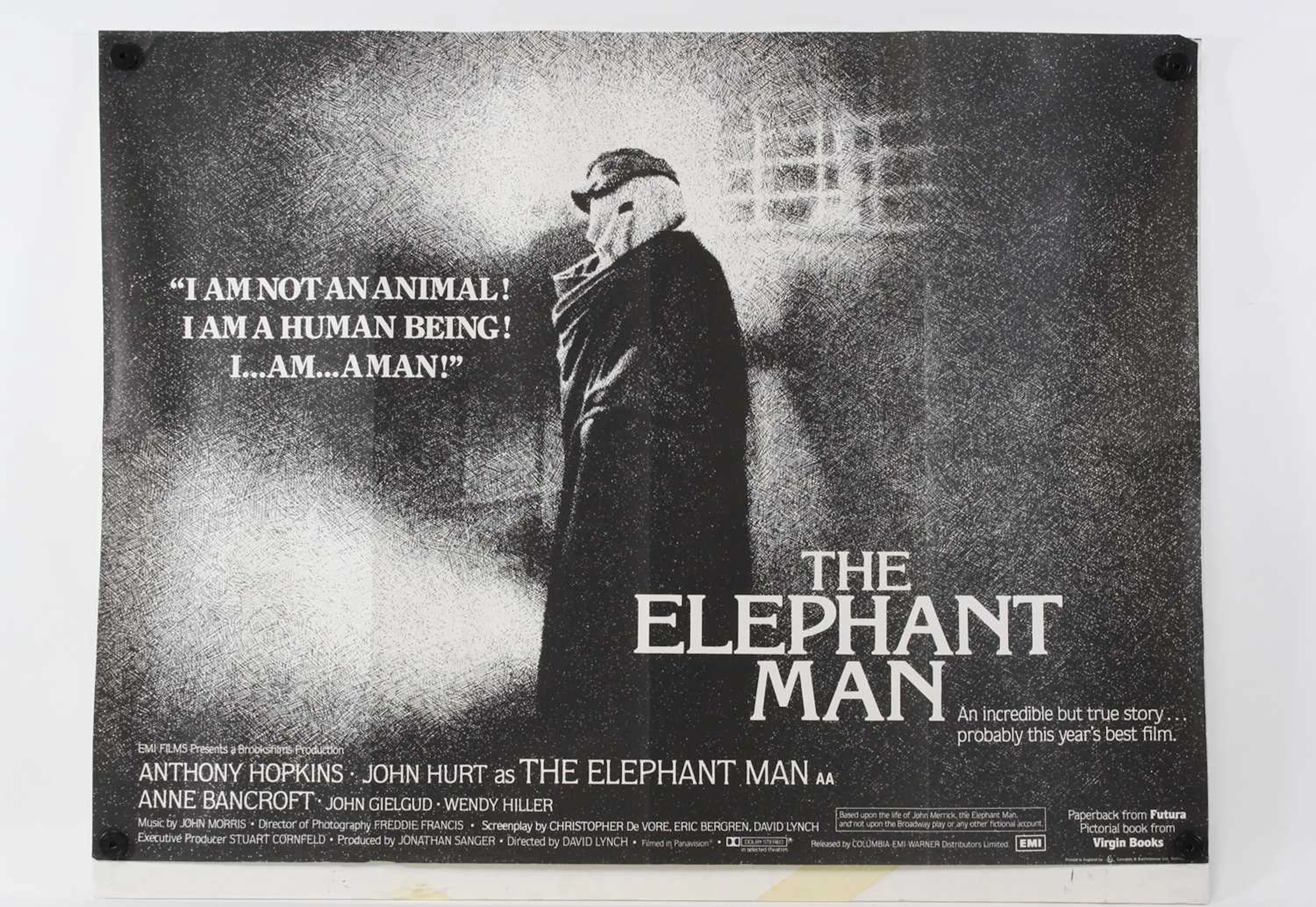 The Elephant Man, 1980, UK quad film poster, starring