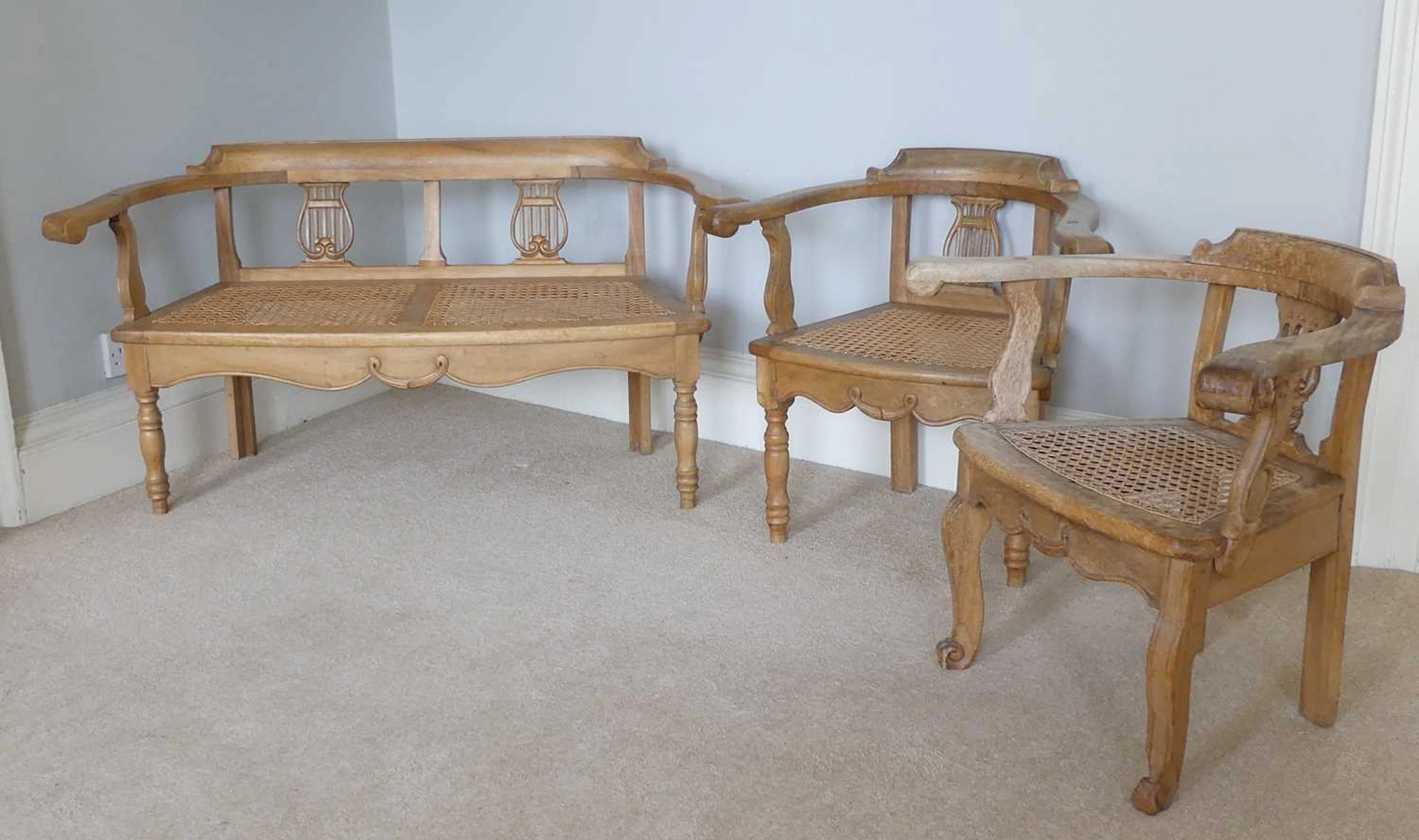 Lot 1274 - A harlequin suite of colonial hardwood seat