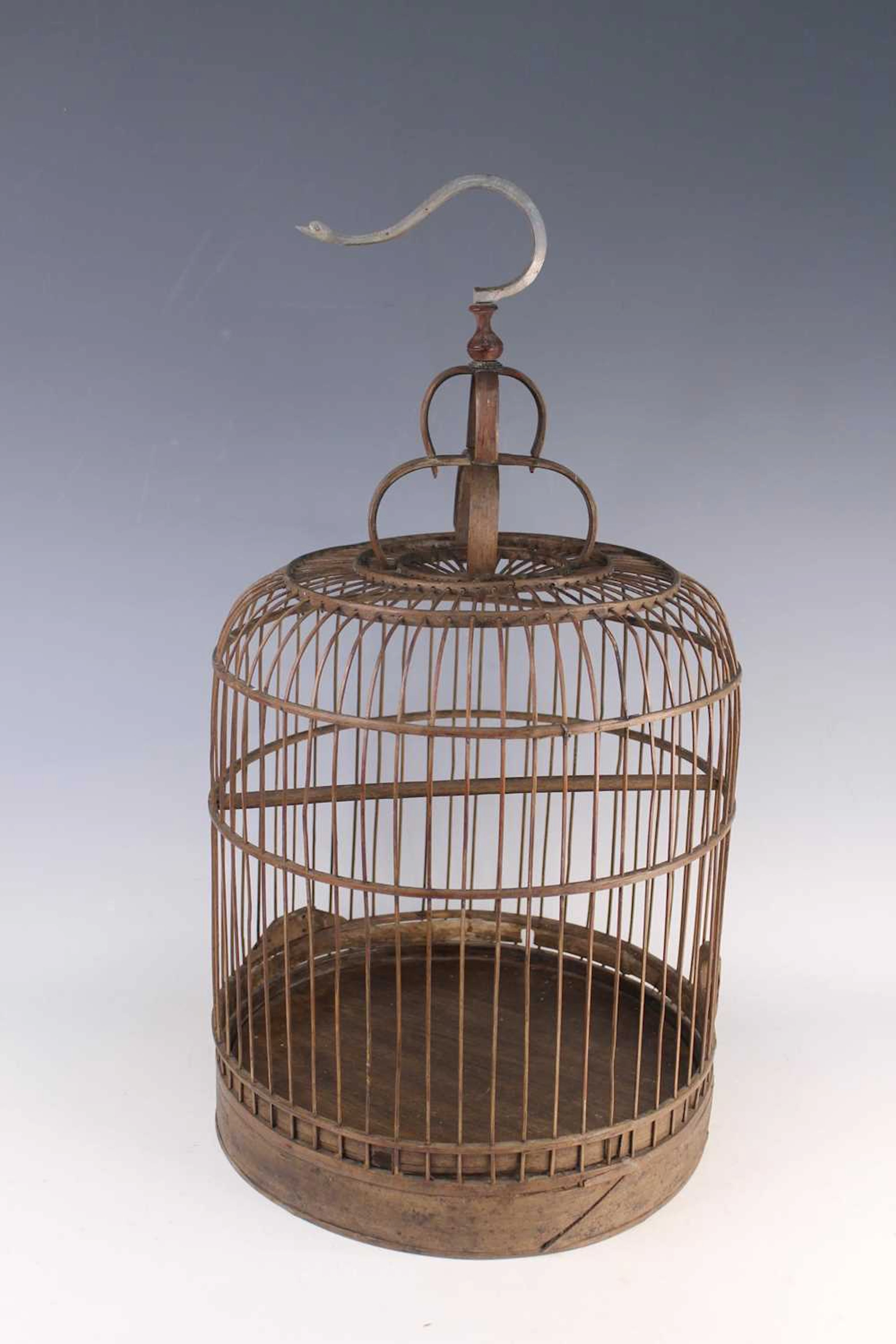 Lot 170 - A large Chinese bamboo birdcage with a
