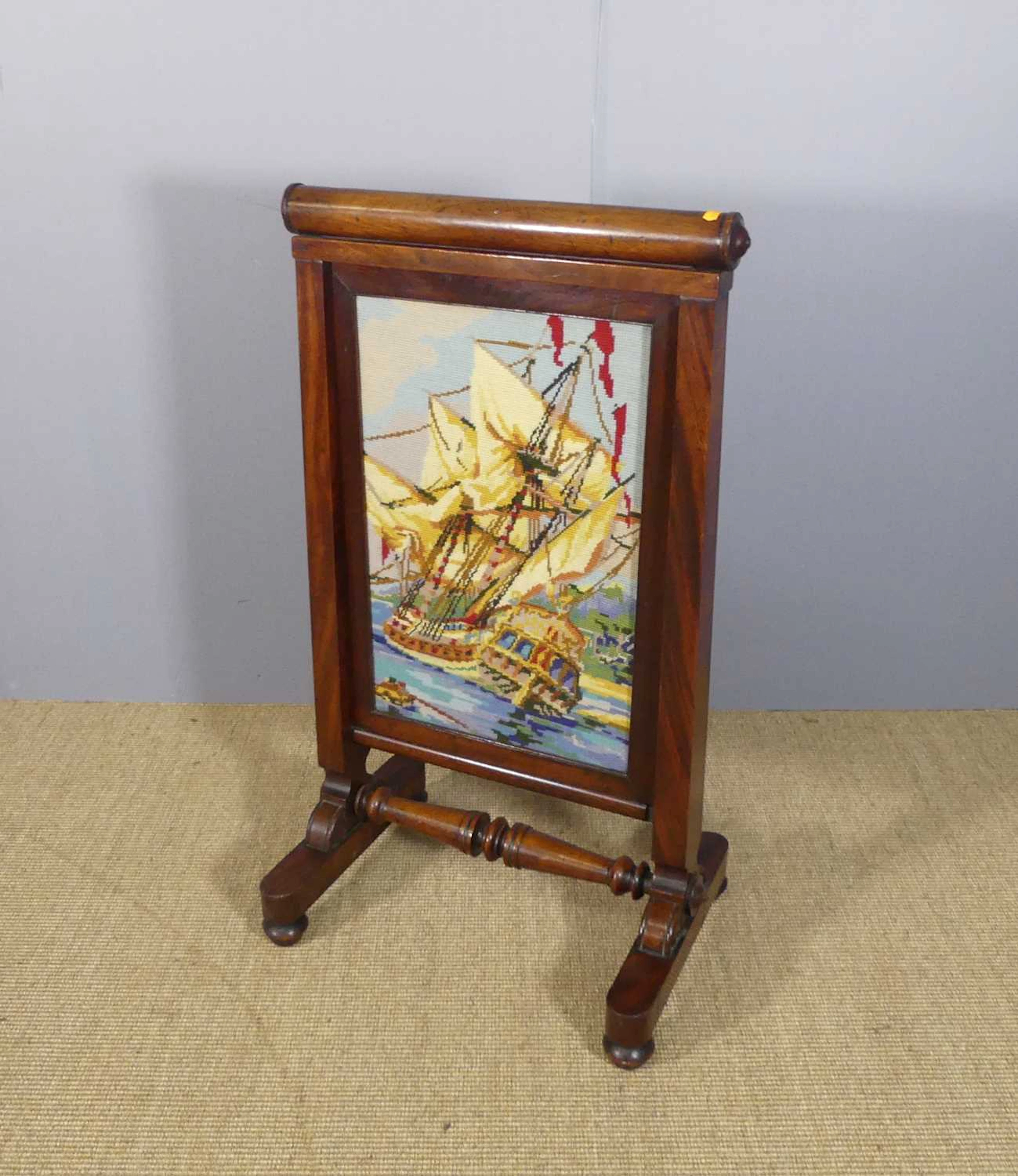 Lot 641 - A mid-Victorian mahogany and tapestry inset