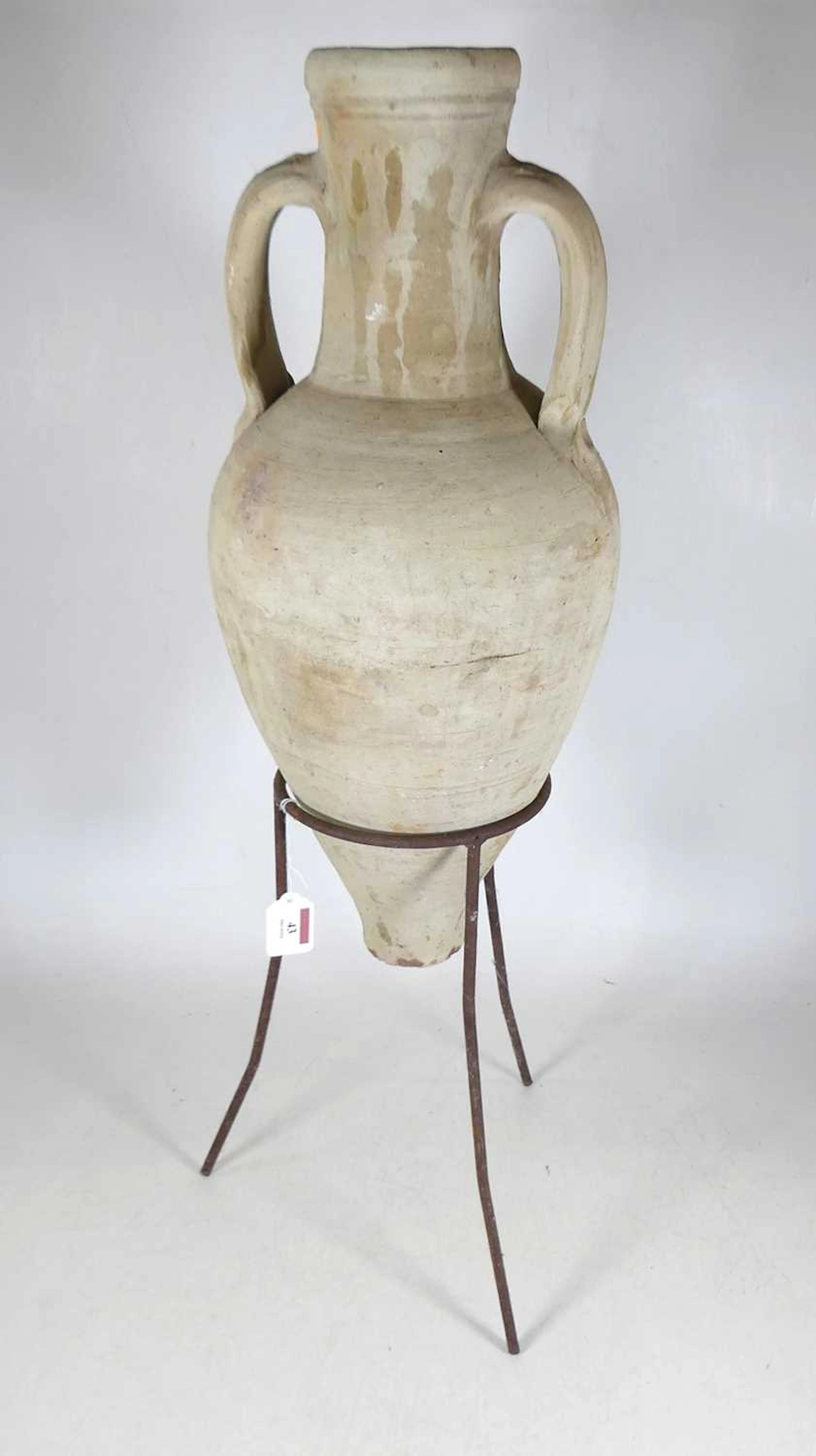 Lot 43 - A terracotta amphora vase, of typical twin