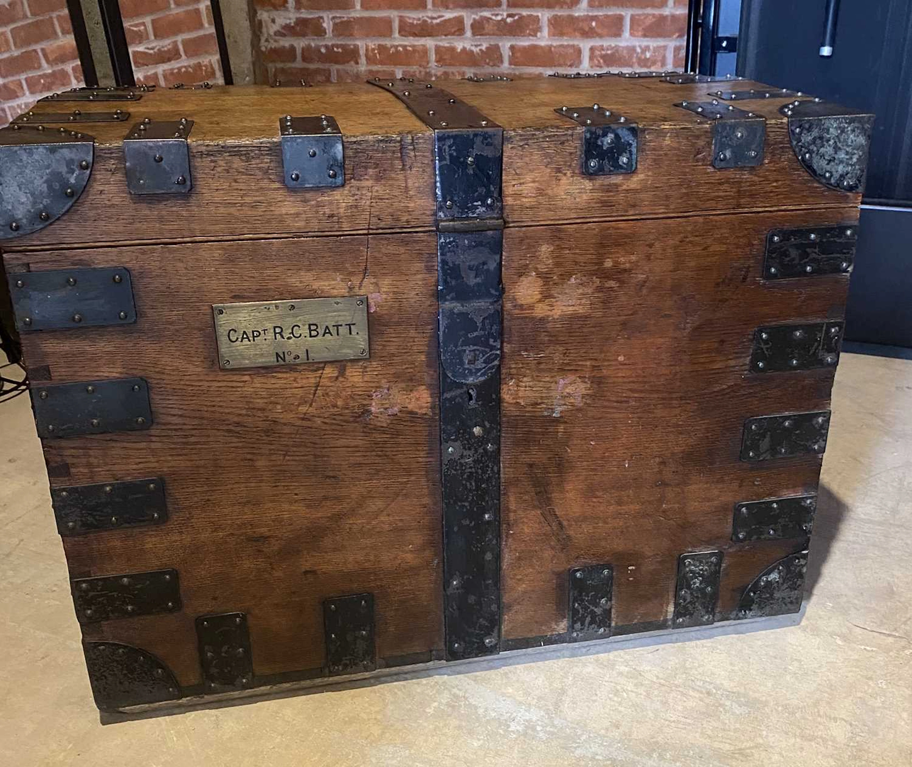 Lot 1111 - A late 19th century oak and metal bound