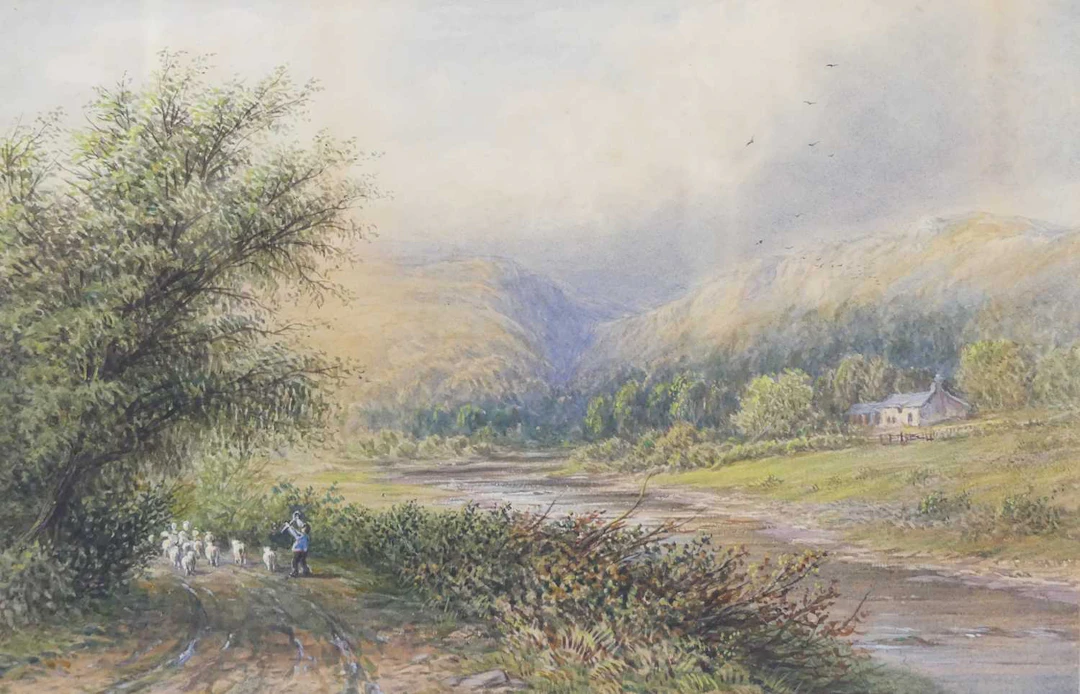 Lot 562 - L. Lewis, Driving sheep in a north country