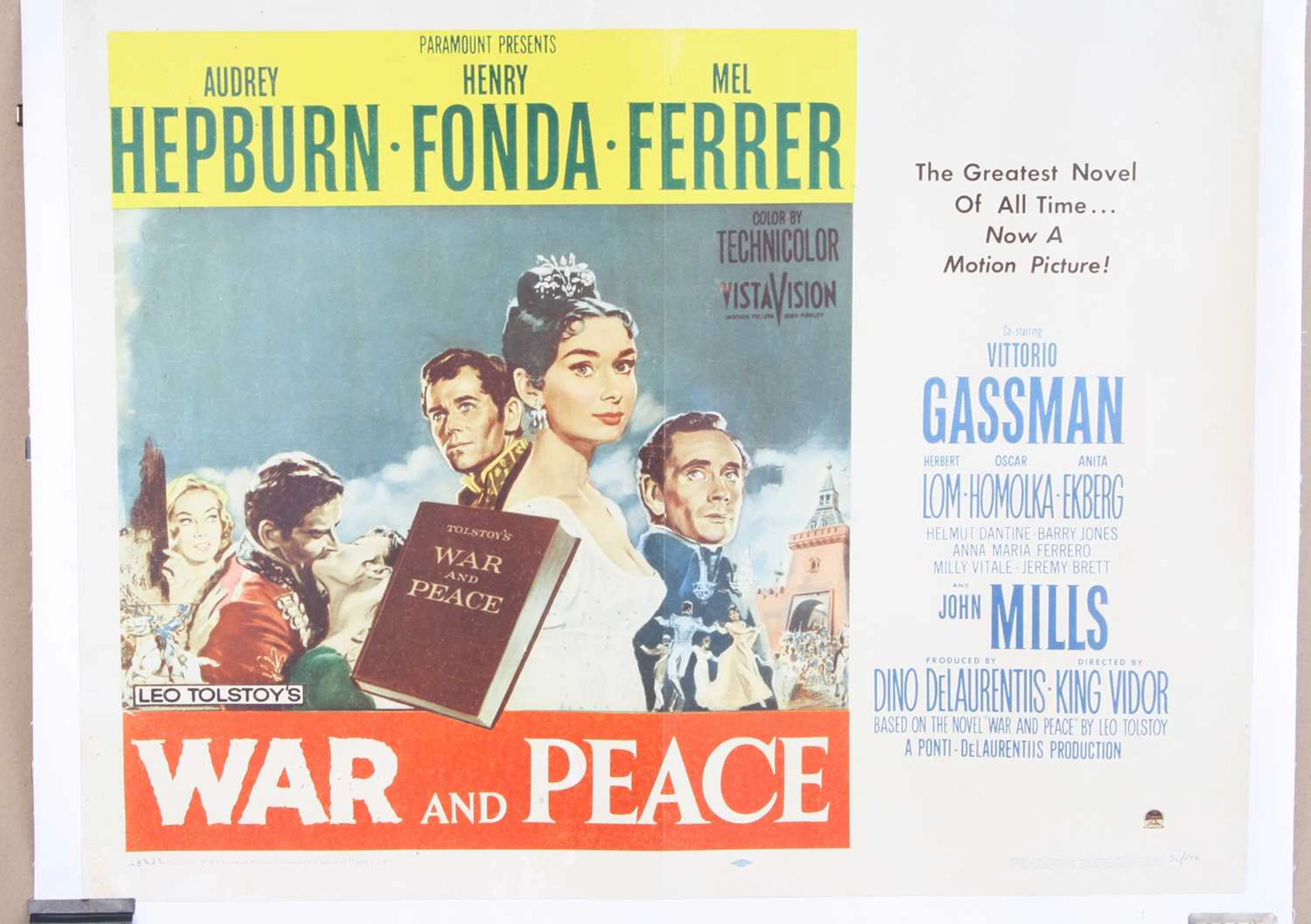 Lot 517 - War and Peace, 1956 U.S. half sheet film