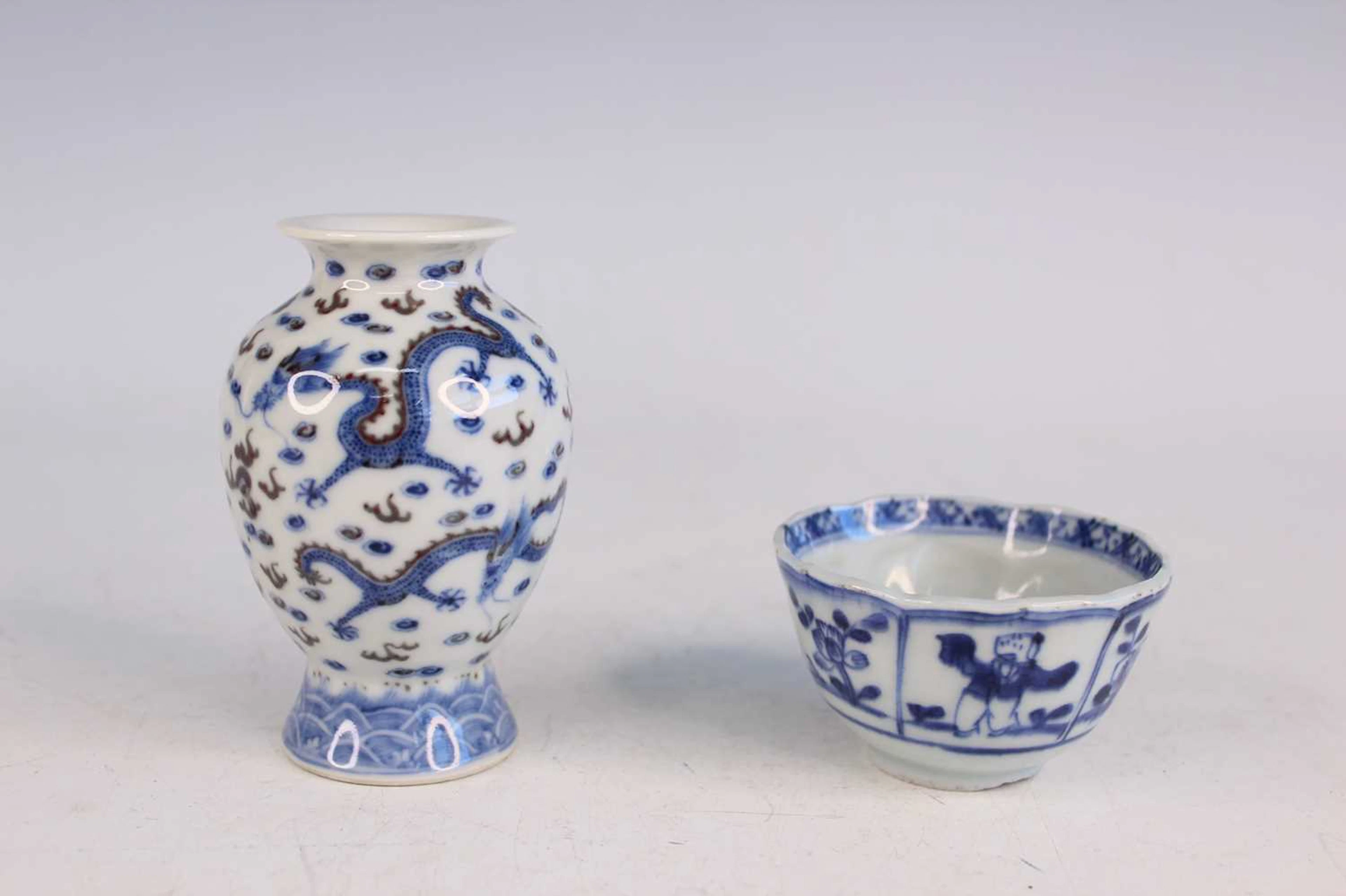 Lot 24 - A Chinese underglaze blue and copper-red