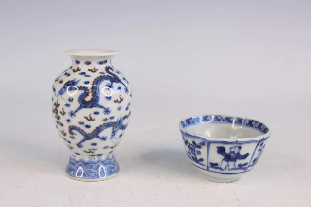 Lot 24 - A Chinese underglaze blue and copper-red