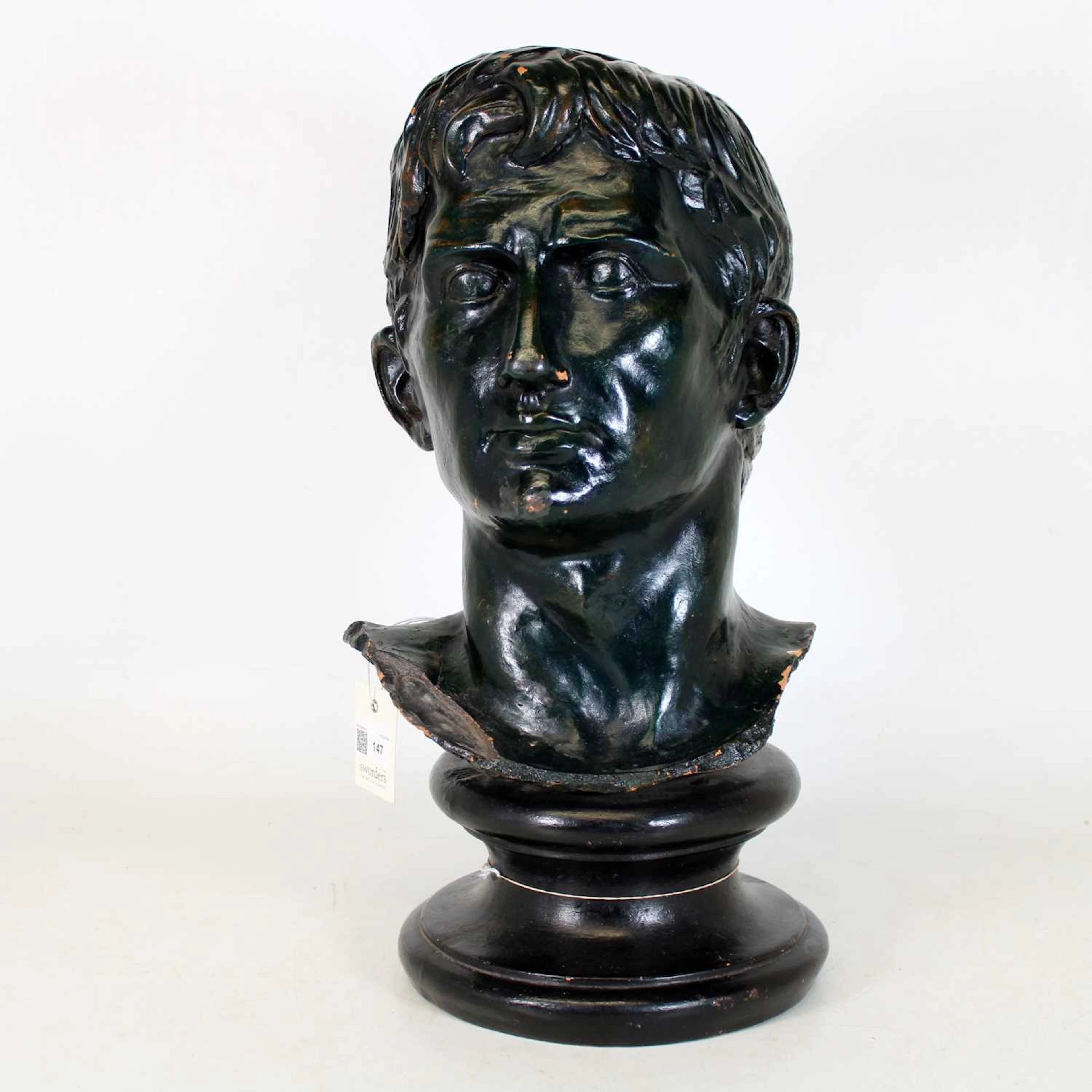 Lot 6 - A bronzed terracotta bust of Augustus Caesar