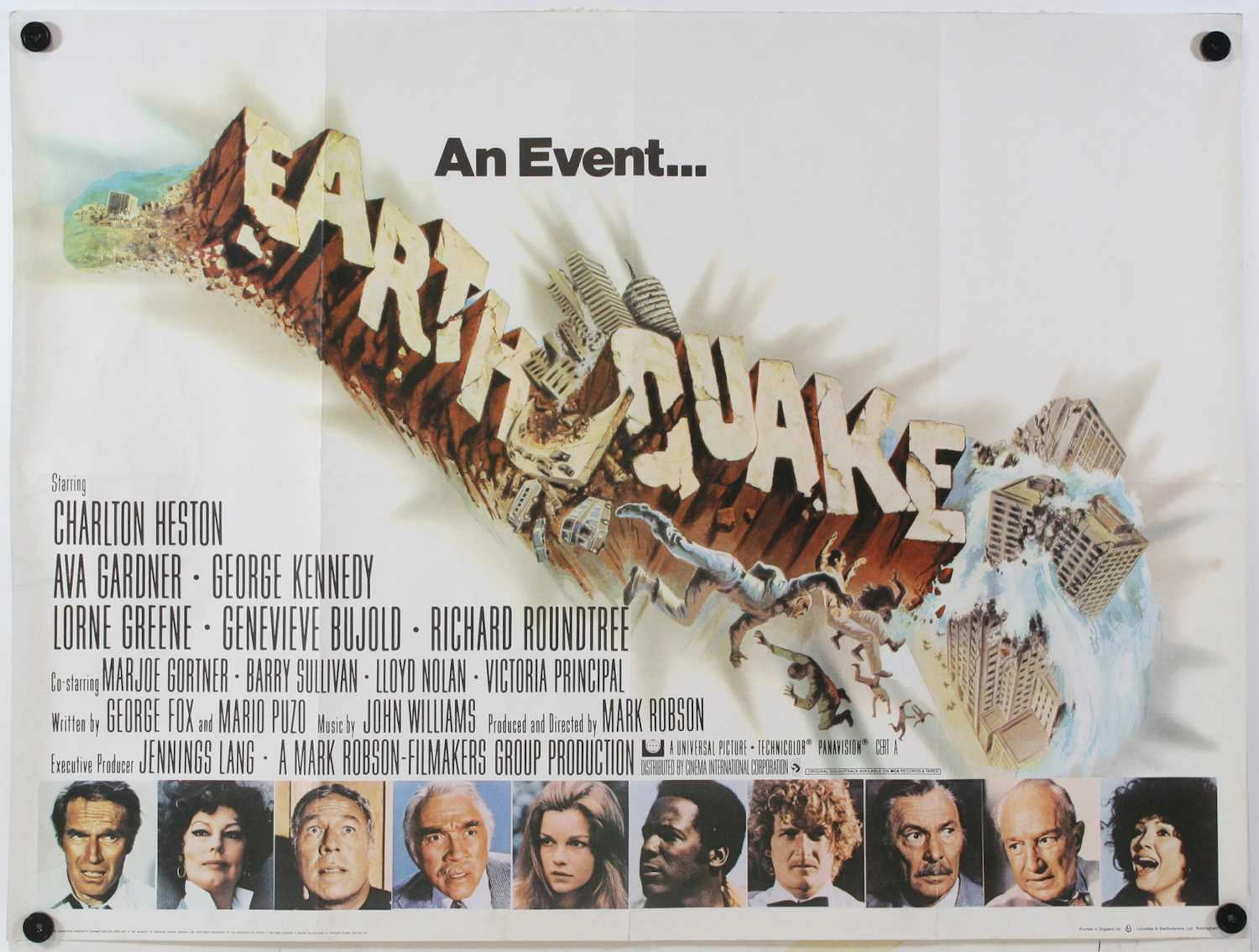 Earthquake, 1974, UK quad film poster, starring