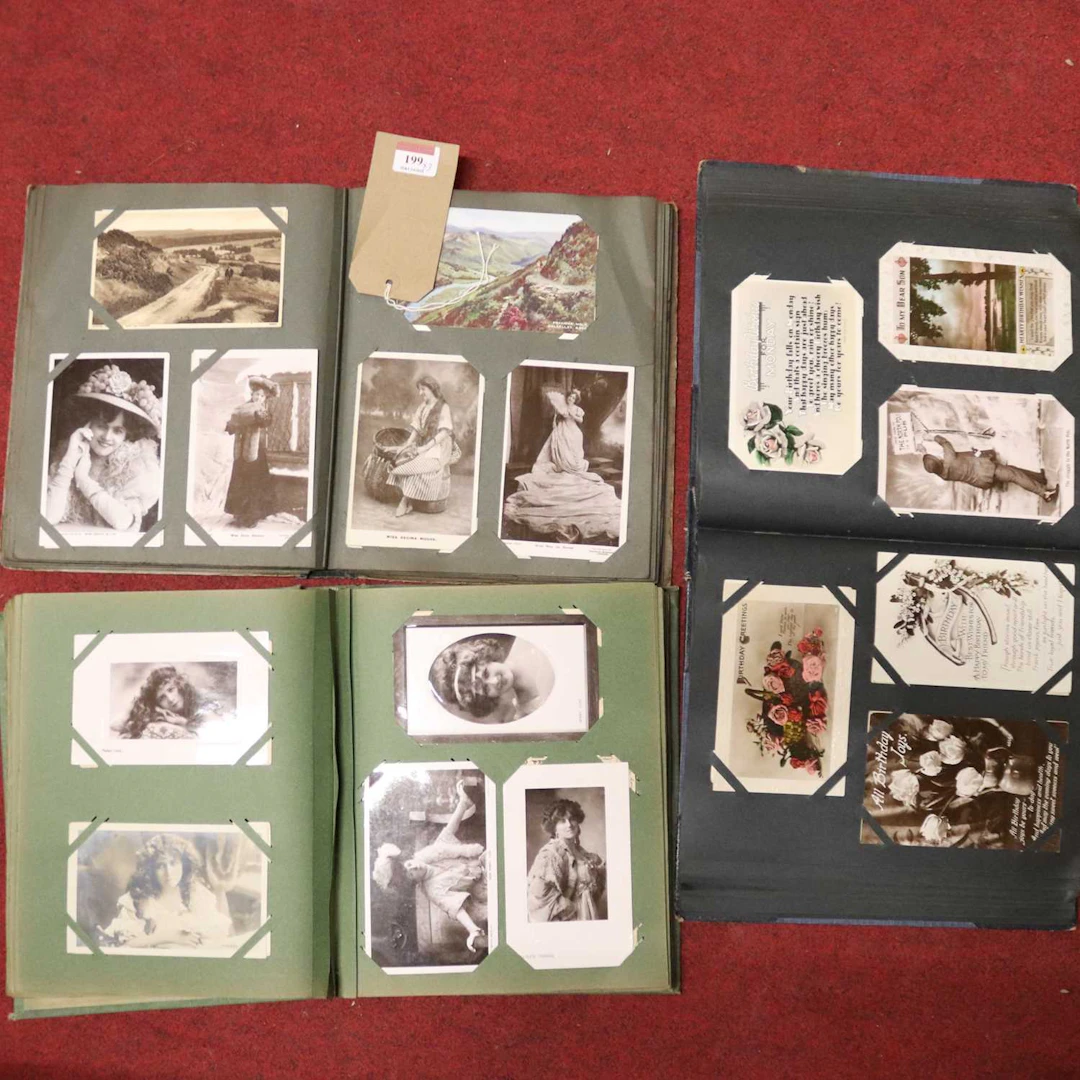 Lot 199 - Three postcard albums, early 20th century