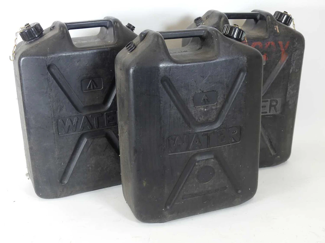 Lot 1062 - A plastic water can stencilled 2 Coy made
