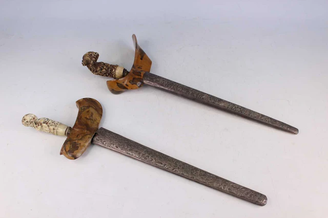 Lot 224 - Two Indonesian Kris Daggers with Carved Bone