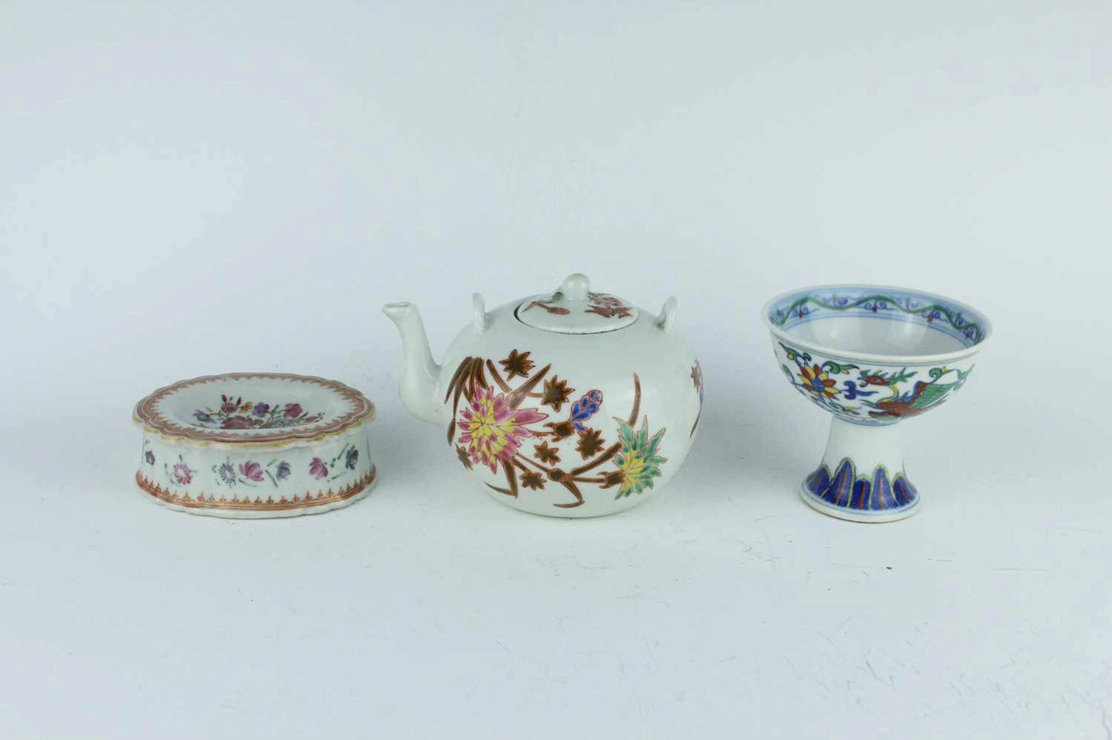 Lot 224 - Three Chinese polychrome enamelled wares