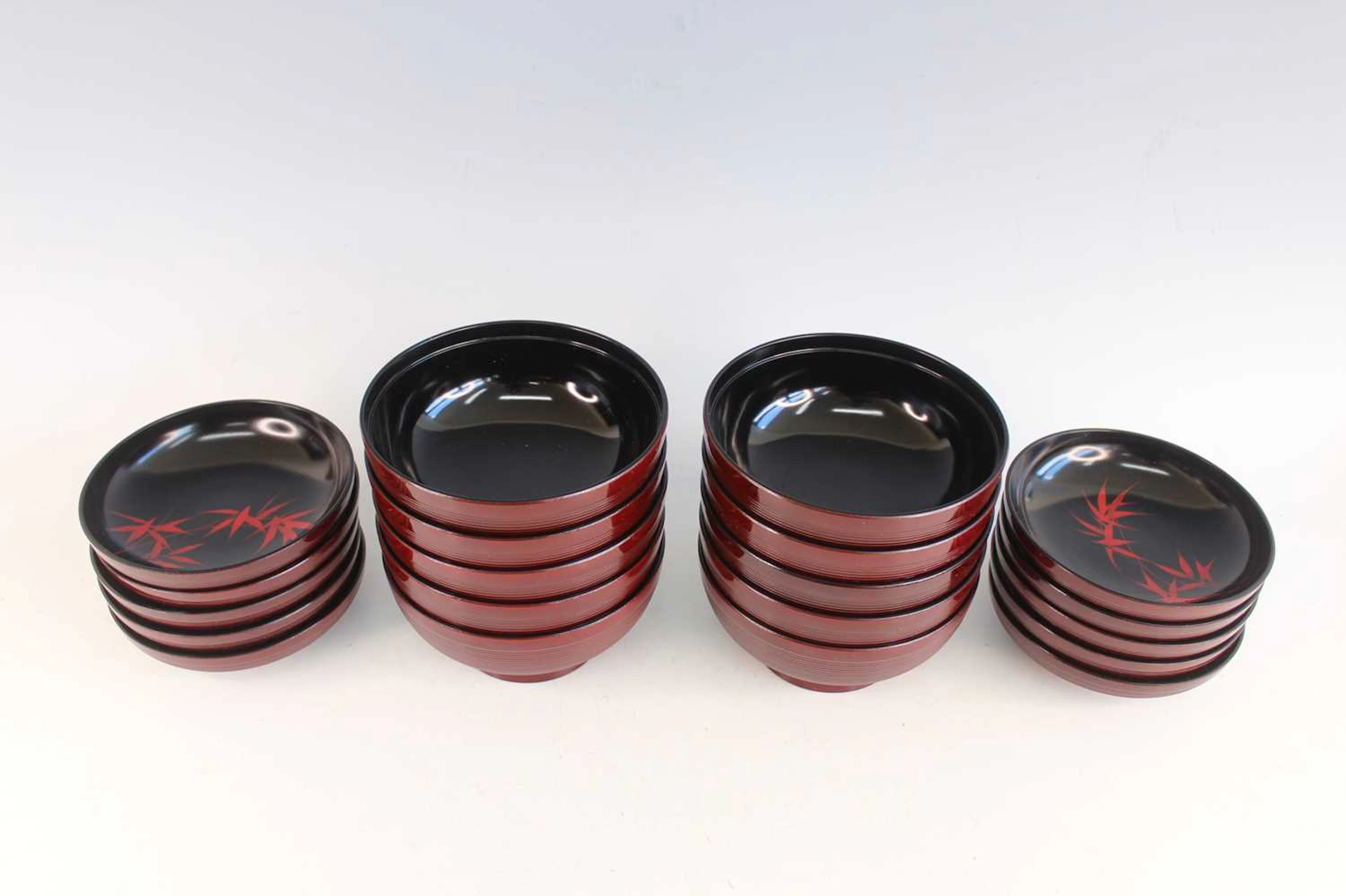 Lot 202 - A Set of Ten Japanese Lacquer Bowls and Ten