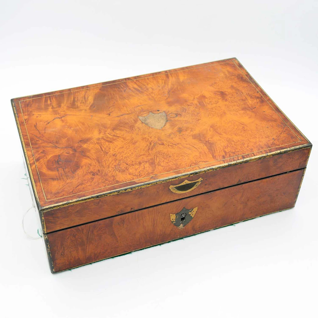 Lot 37 - A 19th century figured yew box, of