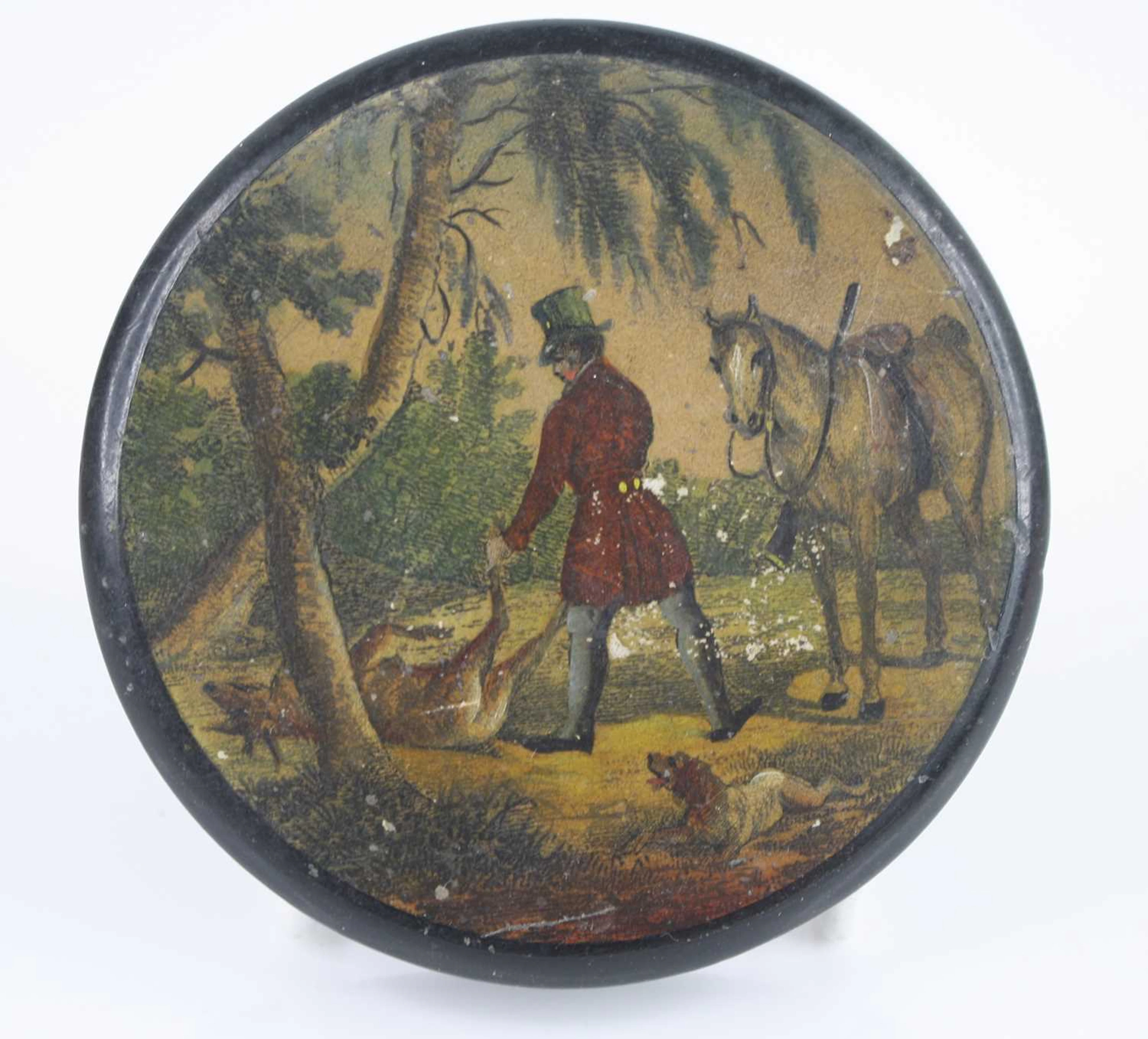 Lot 1306 - A 19th century black lacquered papier mache
