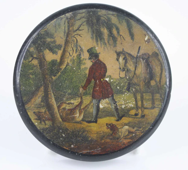 Lot 1306 - A 19th century black lacquered papier mache