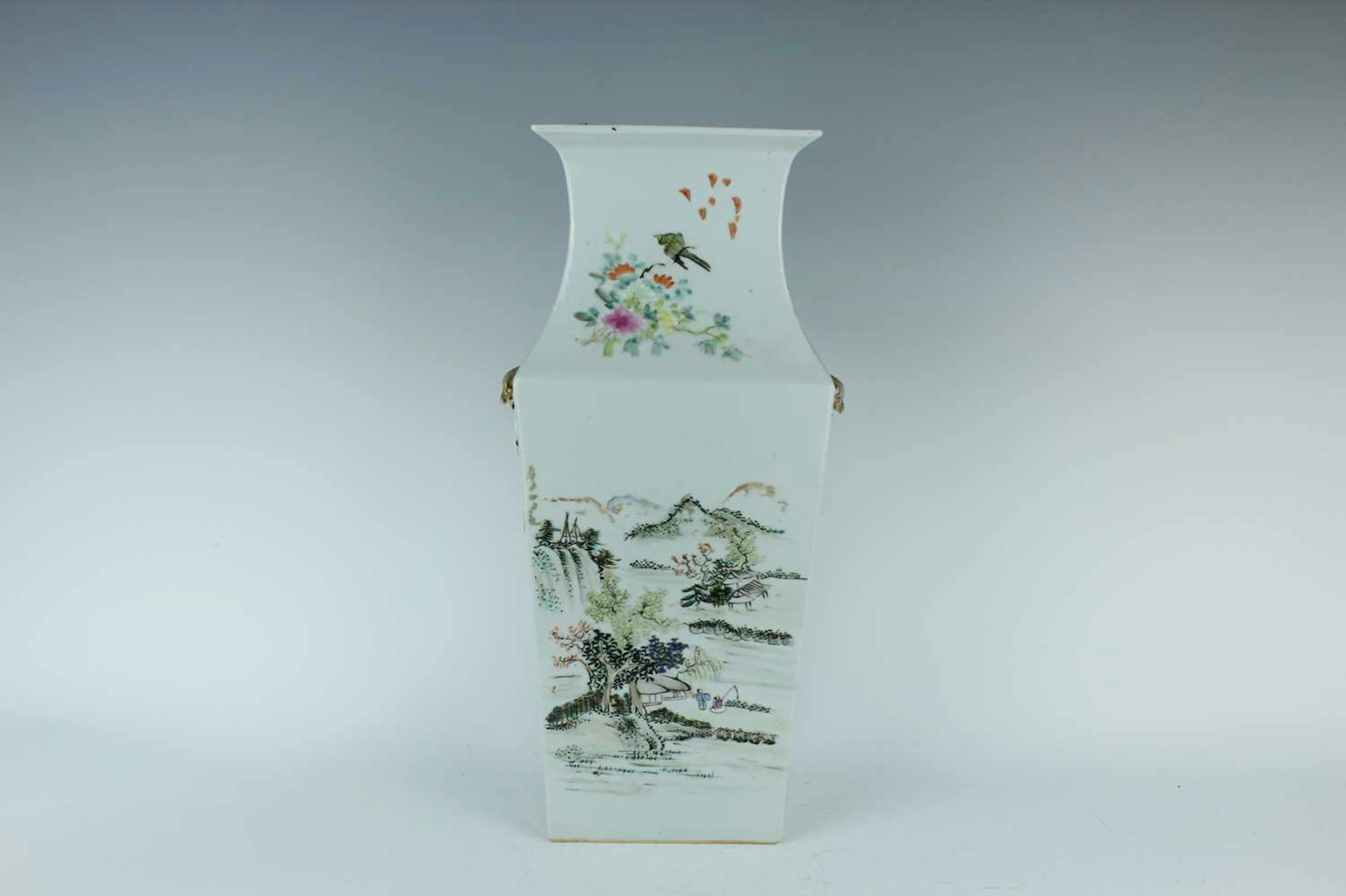 Lot 148 - A Chinese famille rose square vase
