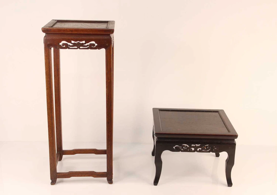 Lot 181 - Two Chinese square wooden display stands